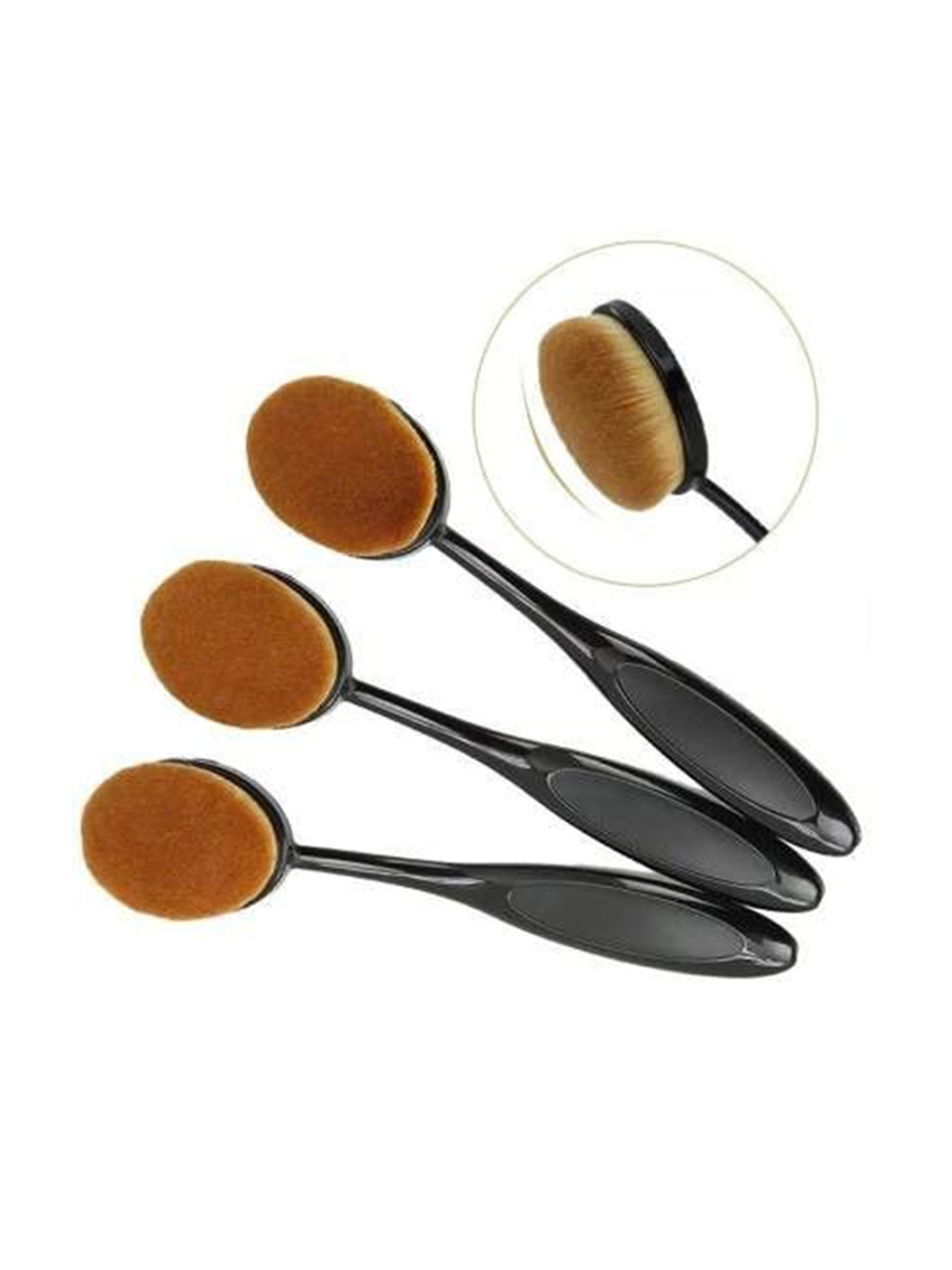 

Yoana Set of 3 Oval Fashion Makeup Brushes, Black
