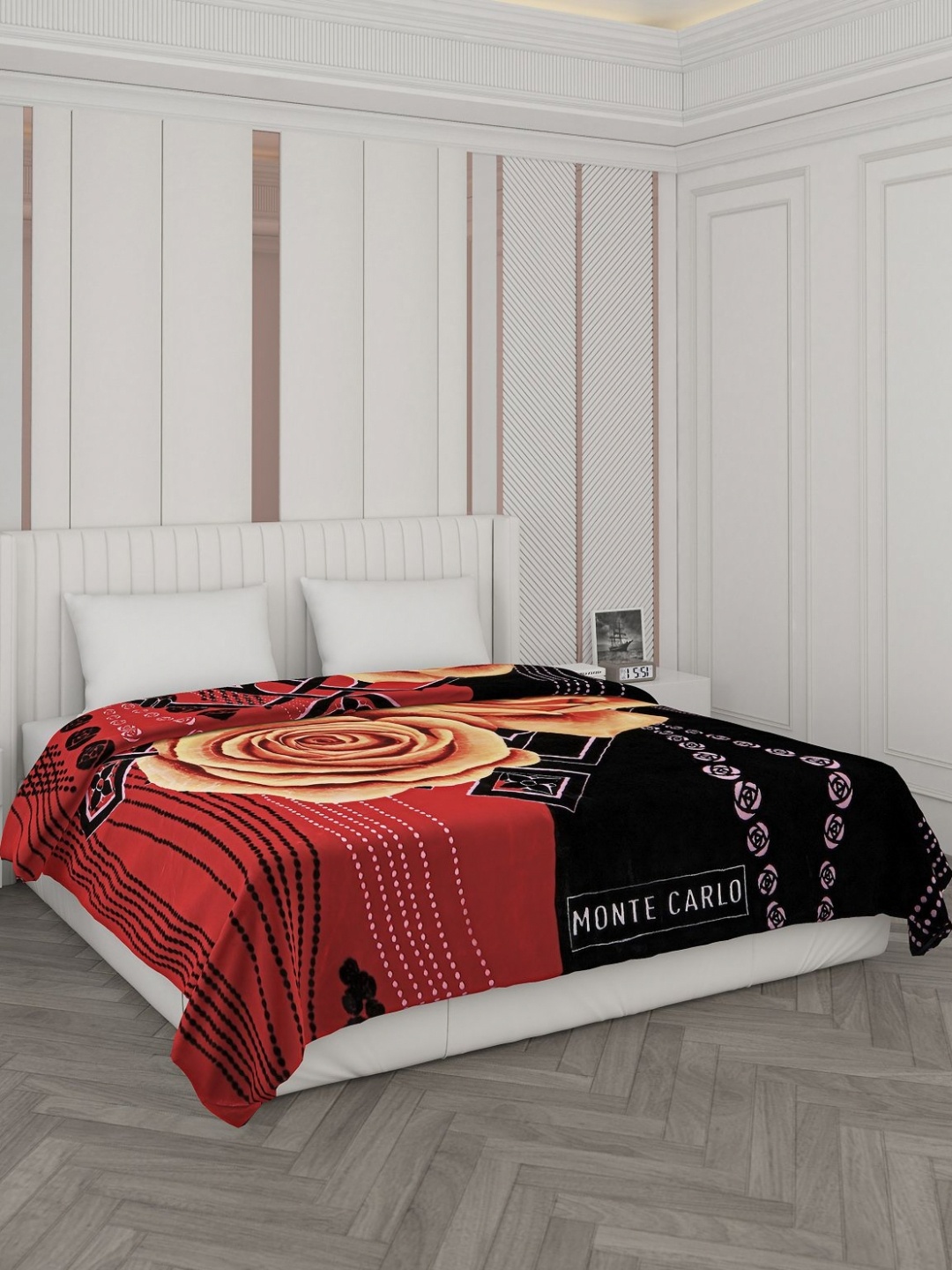 

Monte Carlo Red & Black Floral Heavy Winter 1000 GSM Double Bed Blanket