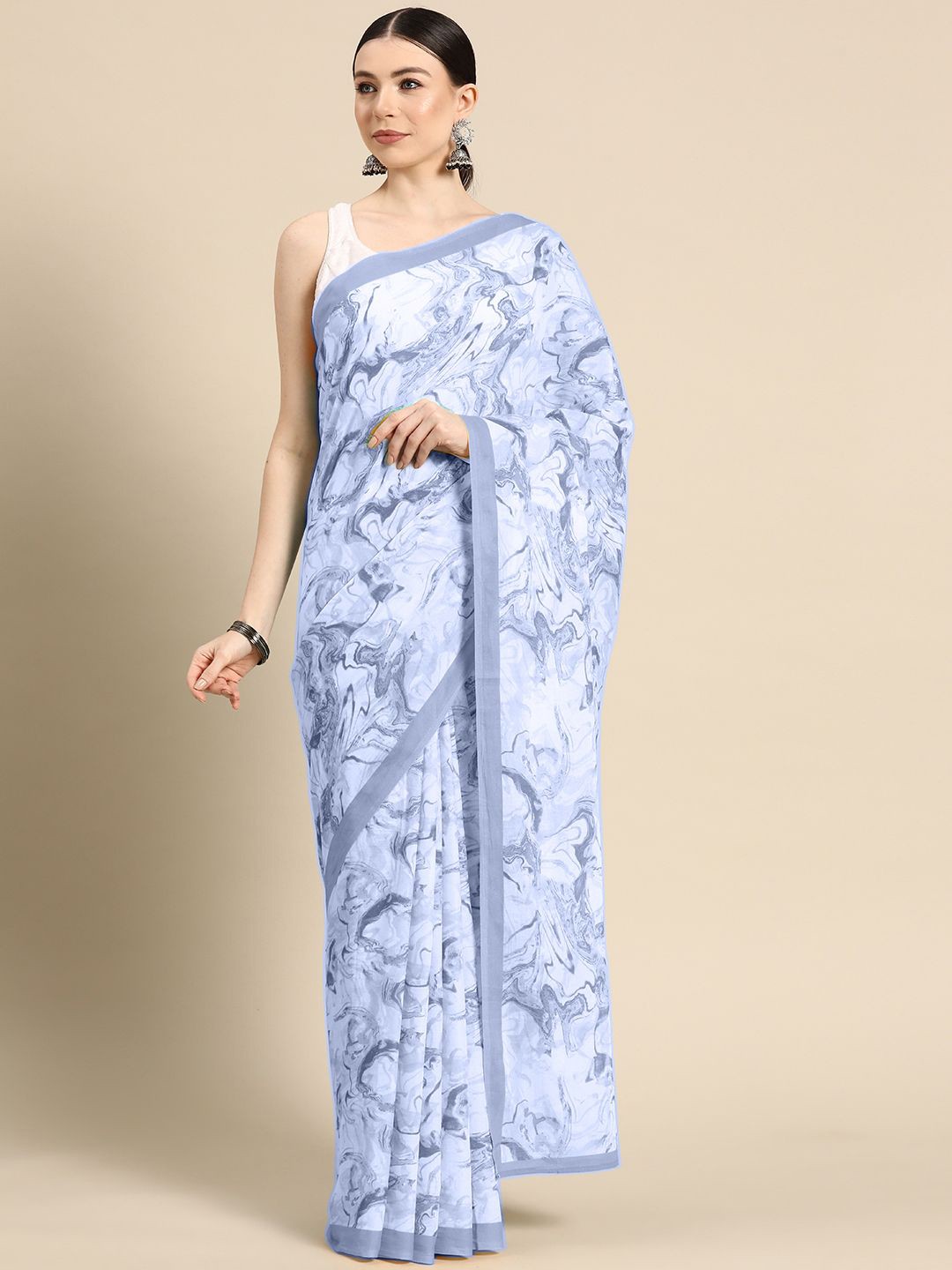 

BUTA BUTI Pure Cotton Saree, Blue