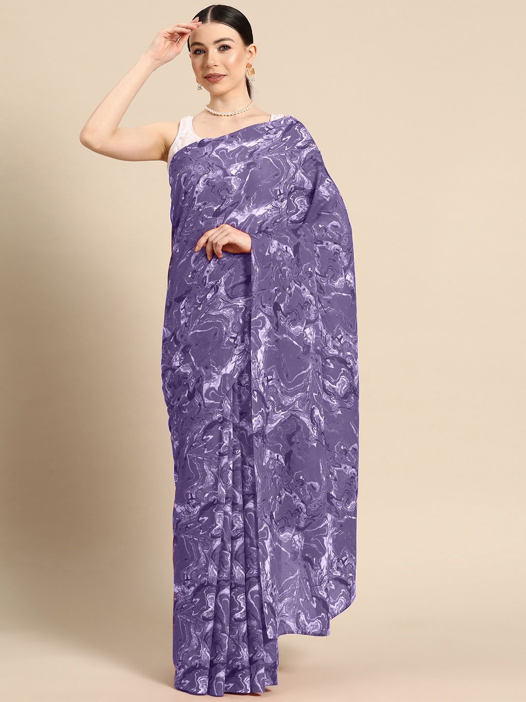 

BUTA BUTI Pure Cotton Saree, Purple