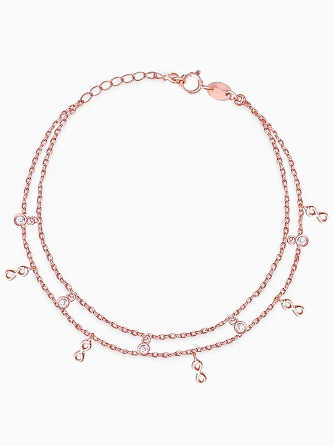

De Flossy Silver Women Sterling Silver Rose Gold-Plated Charm Bracelet