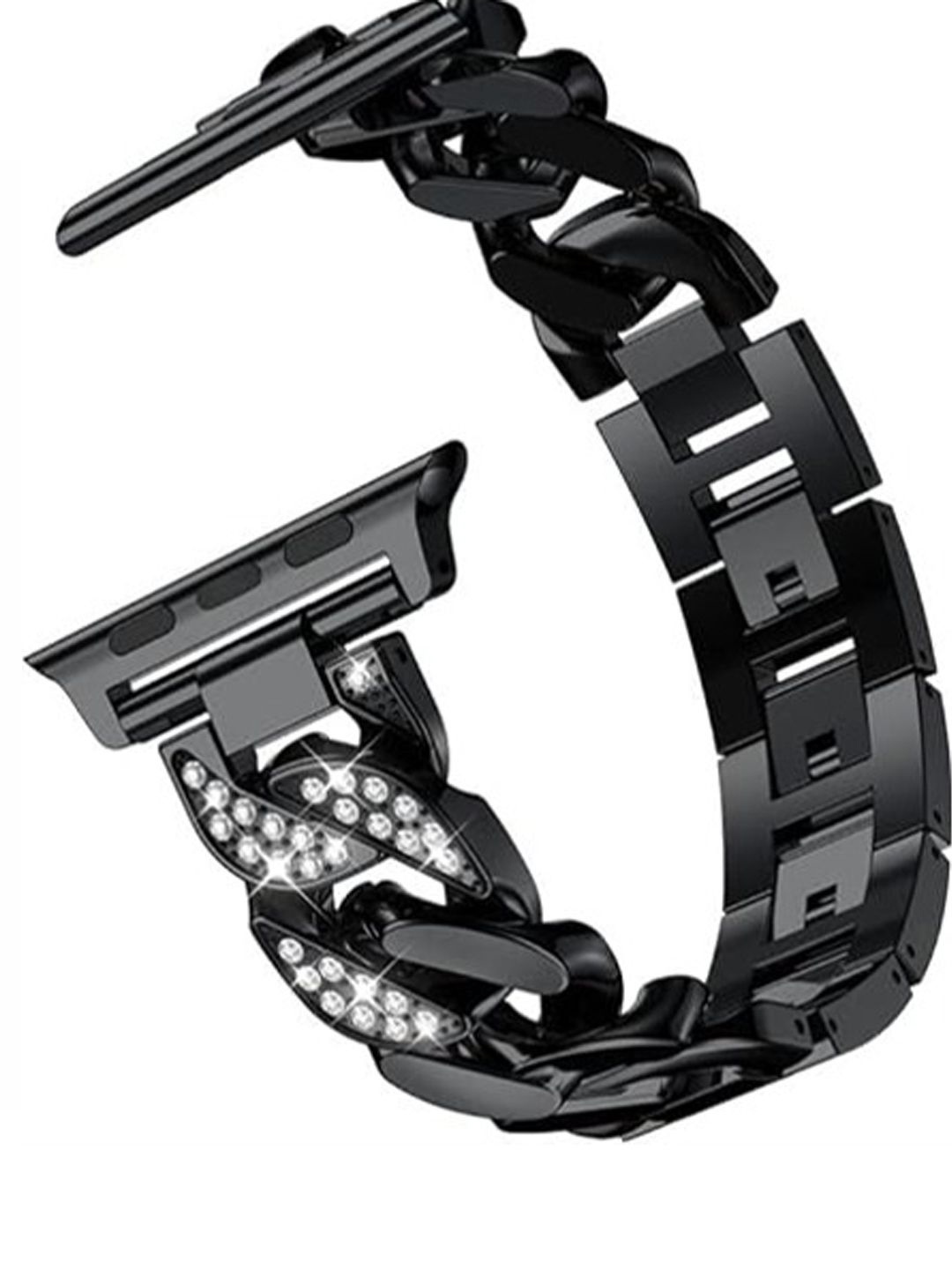 

PEEPERLY Elegant Stones Stainless Steel Studded Bracelet Strap For Watch, Black
