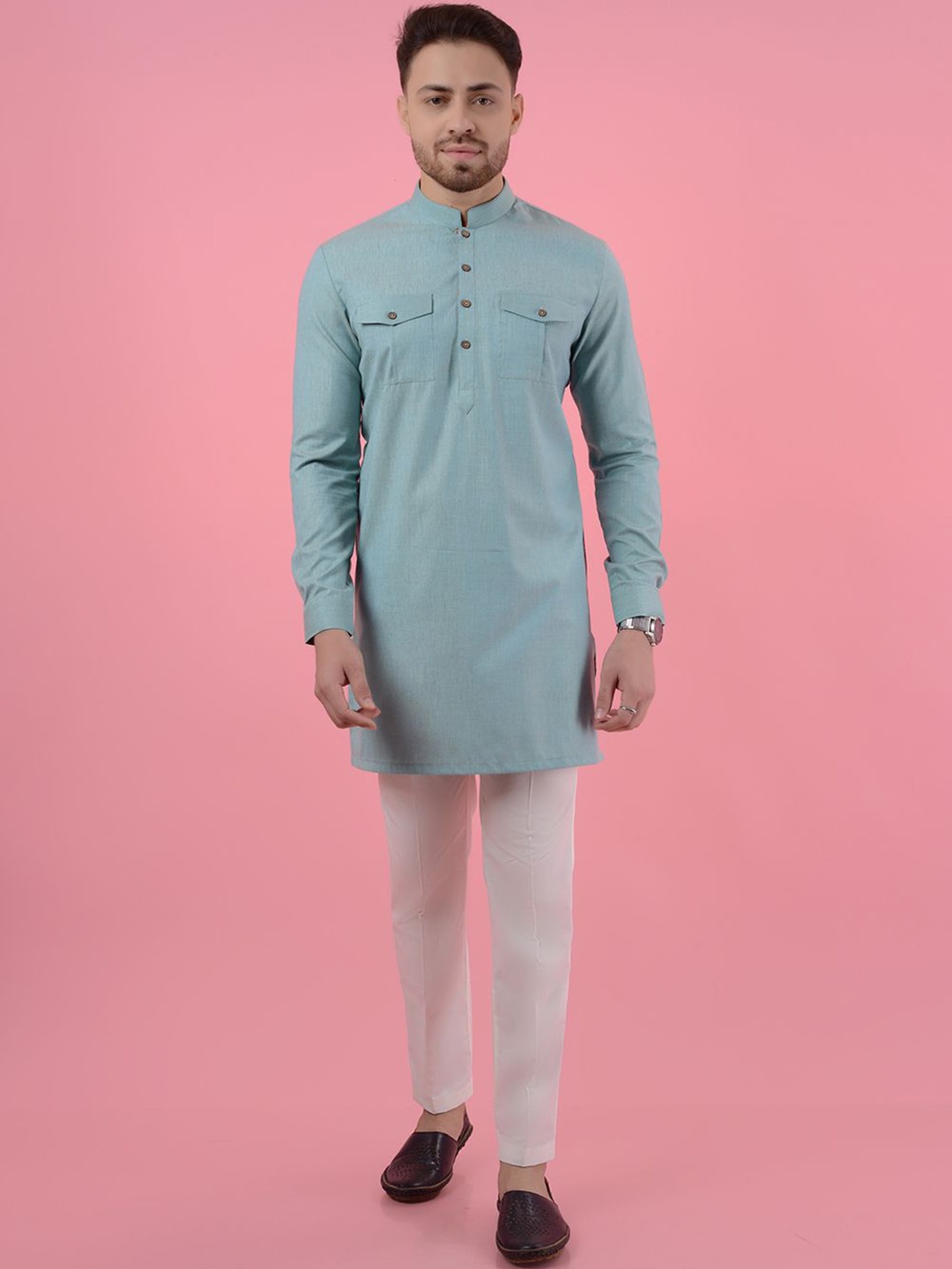 

JADE BLUE Pathani Kurta with Pyjamas, Green