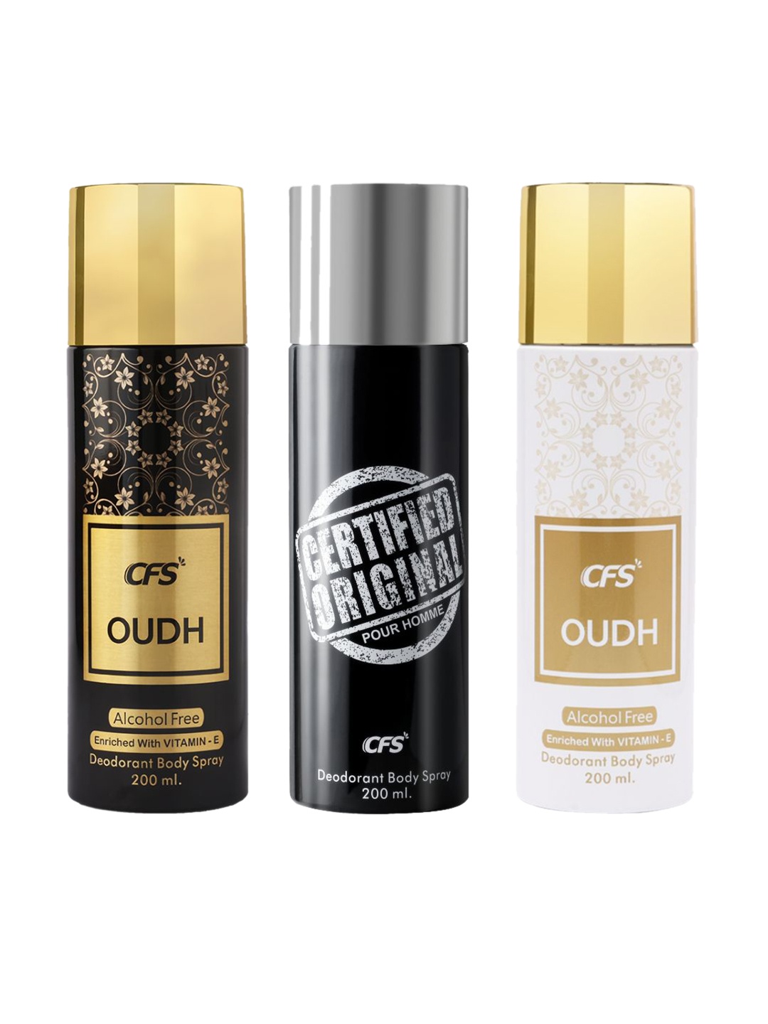

CFS Set of 3 Long Lasting Deodorant Body Spray - 200 ml each, Black