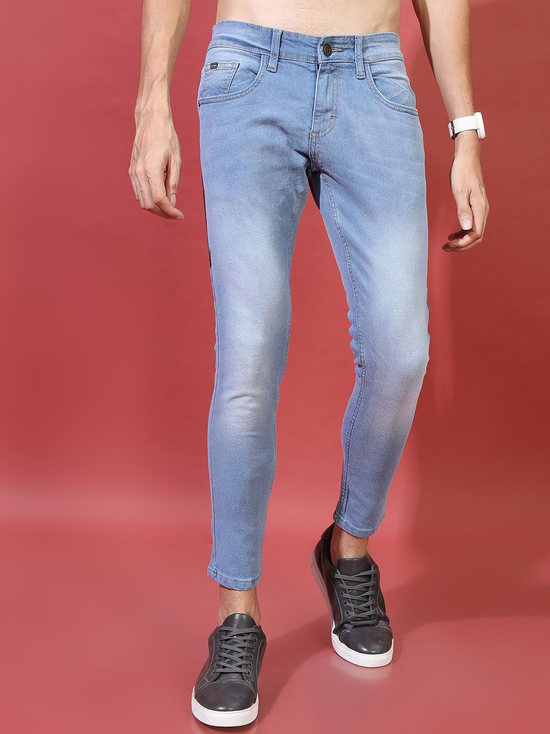 

HIGHLANDER Men Mid-Rise Tapered Fit Light Fade Stretchable Jeans, Blue