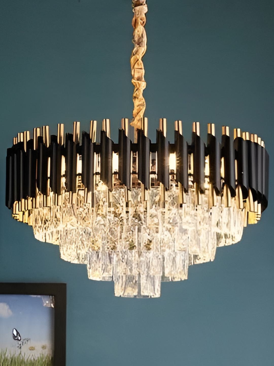 

SHRI MAHAL ANTIQUES Gold-Toned Traditional Ceiling Lamp