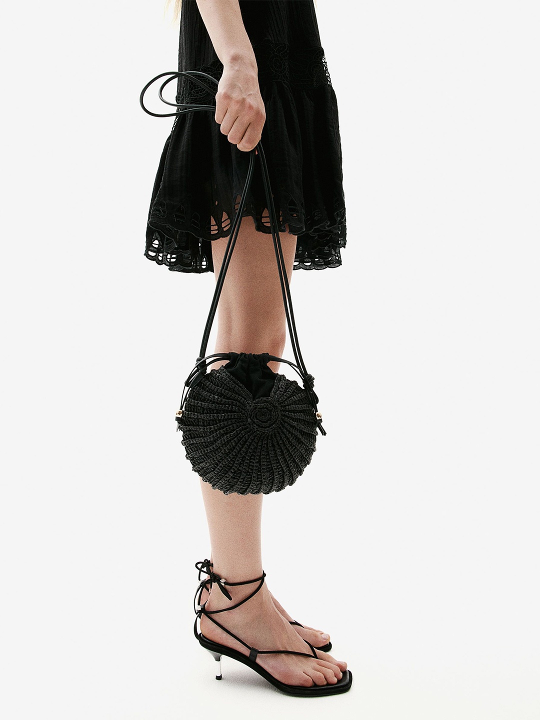 

H&M Shell-Shaped Straw Bag, Black