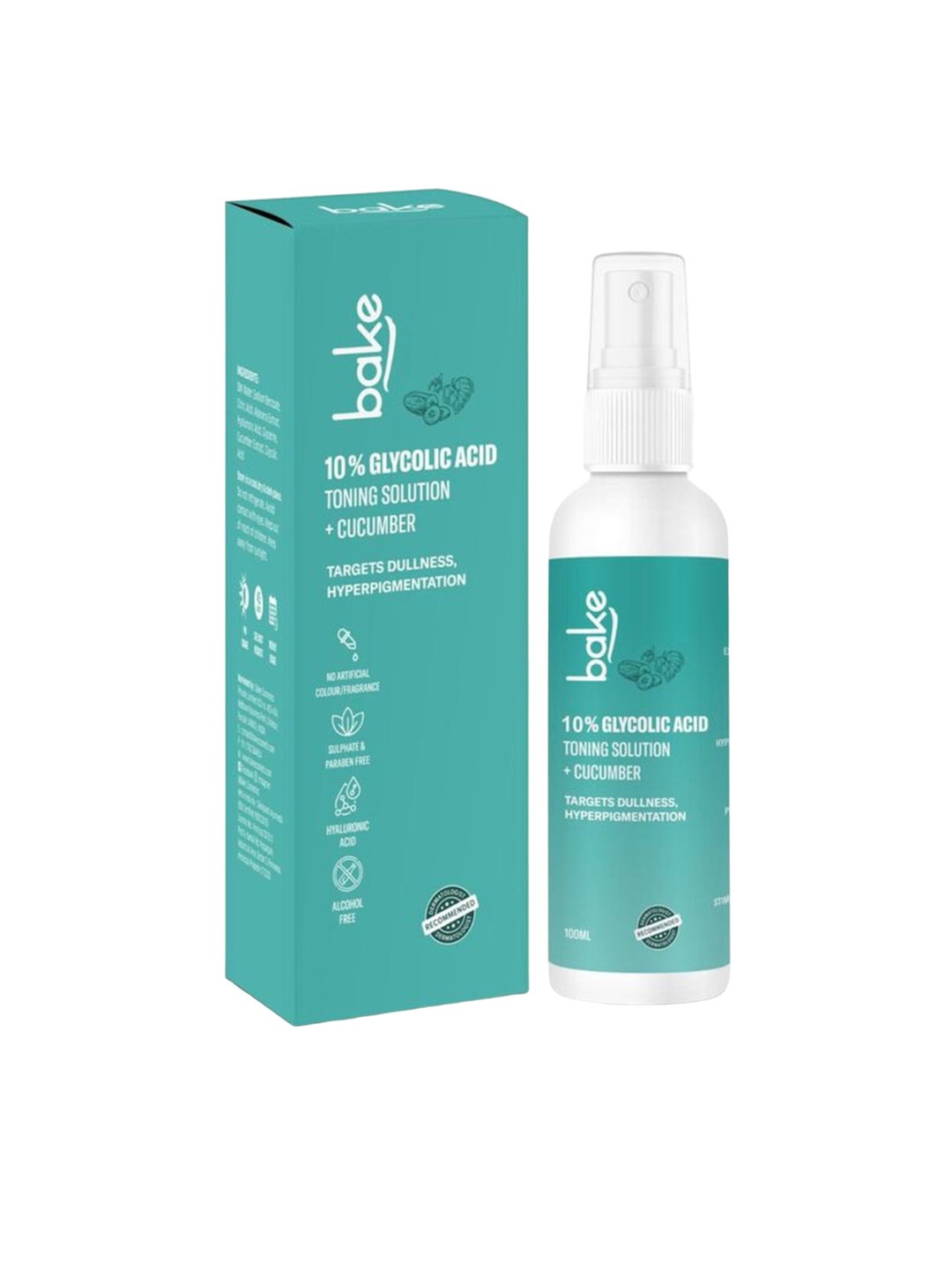 

BAKE 10% Glycolic Acid Toning Solution With Cucumber For Pigmentation & Dark Spots - 100ml, Green