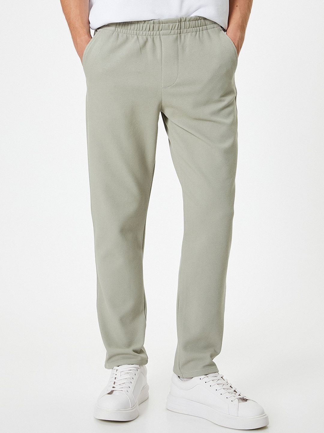

Koton Men Slim Fit Mid-Rise Flat-Front Trousers, Green