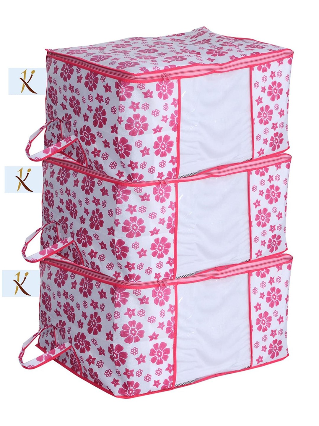 

Kuber Industries Pink & White 3 Pieces Regular Drawer Organisers