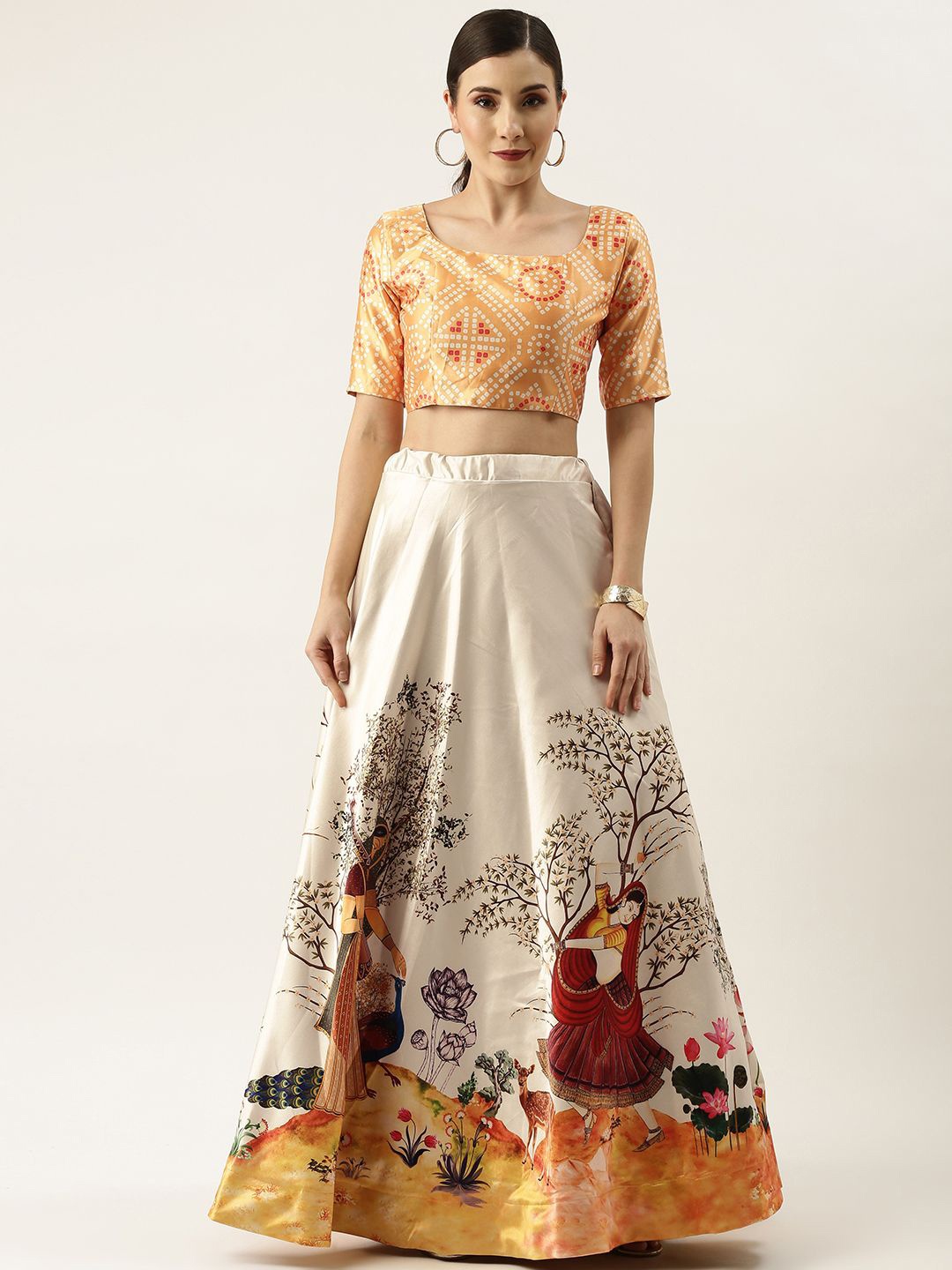 

Kaizen TEXO FAB Printed Semi-Stitched Lehenga & Unstitched Choli, Yellow