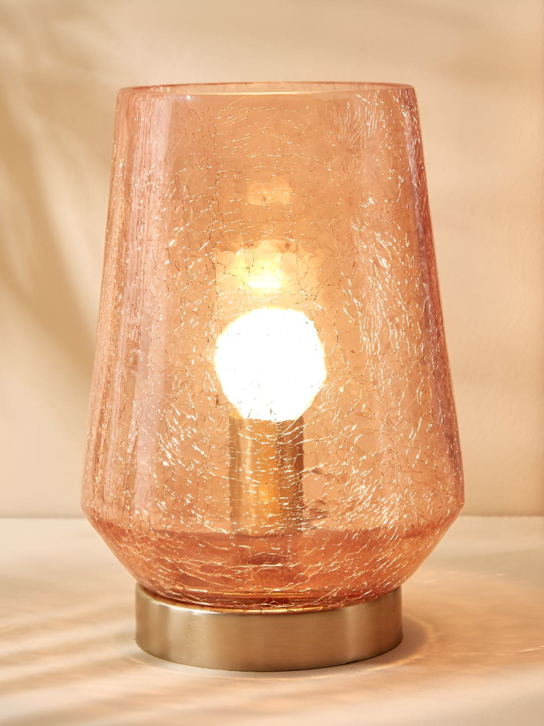

Home Centre Gold-Toned Textured Glass Contemporary Bell Shaped Table Lamp