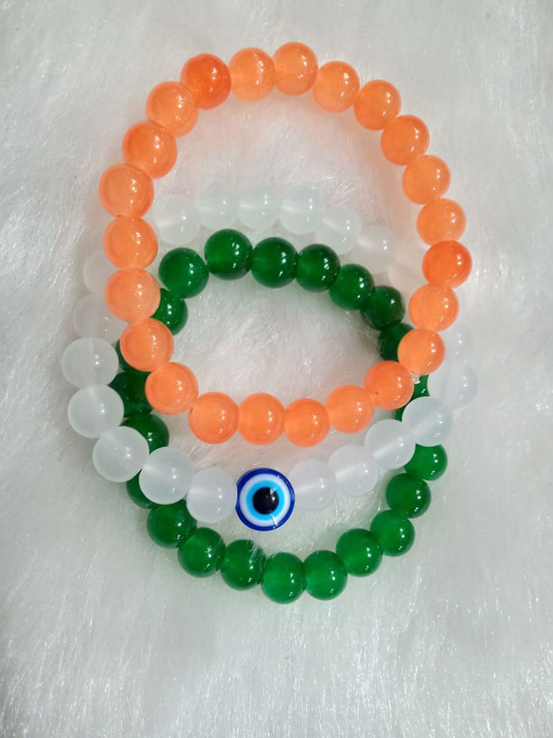 

Okos Unisex Set Of 3 Beaded Elasticated Bracelets, Orange
