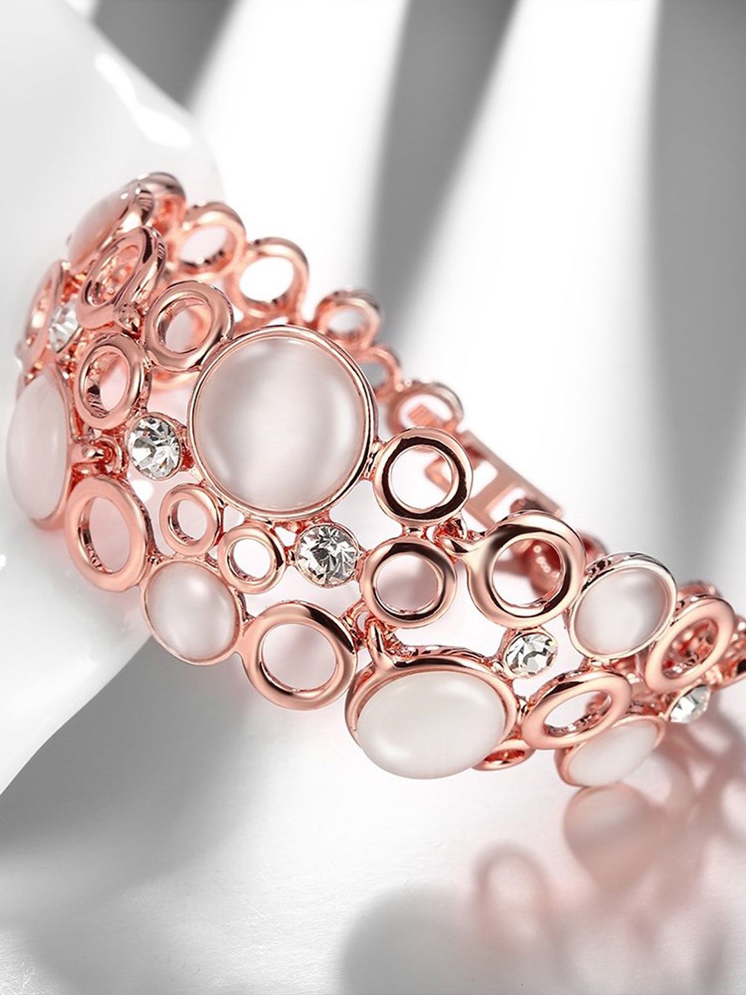 

Okos Cats Eye Rose Gold Plated Wraparound Bracelet