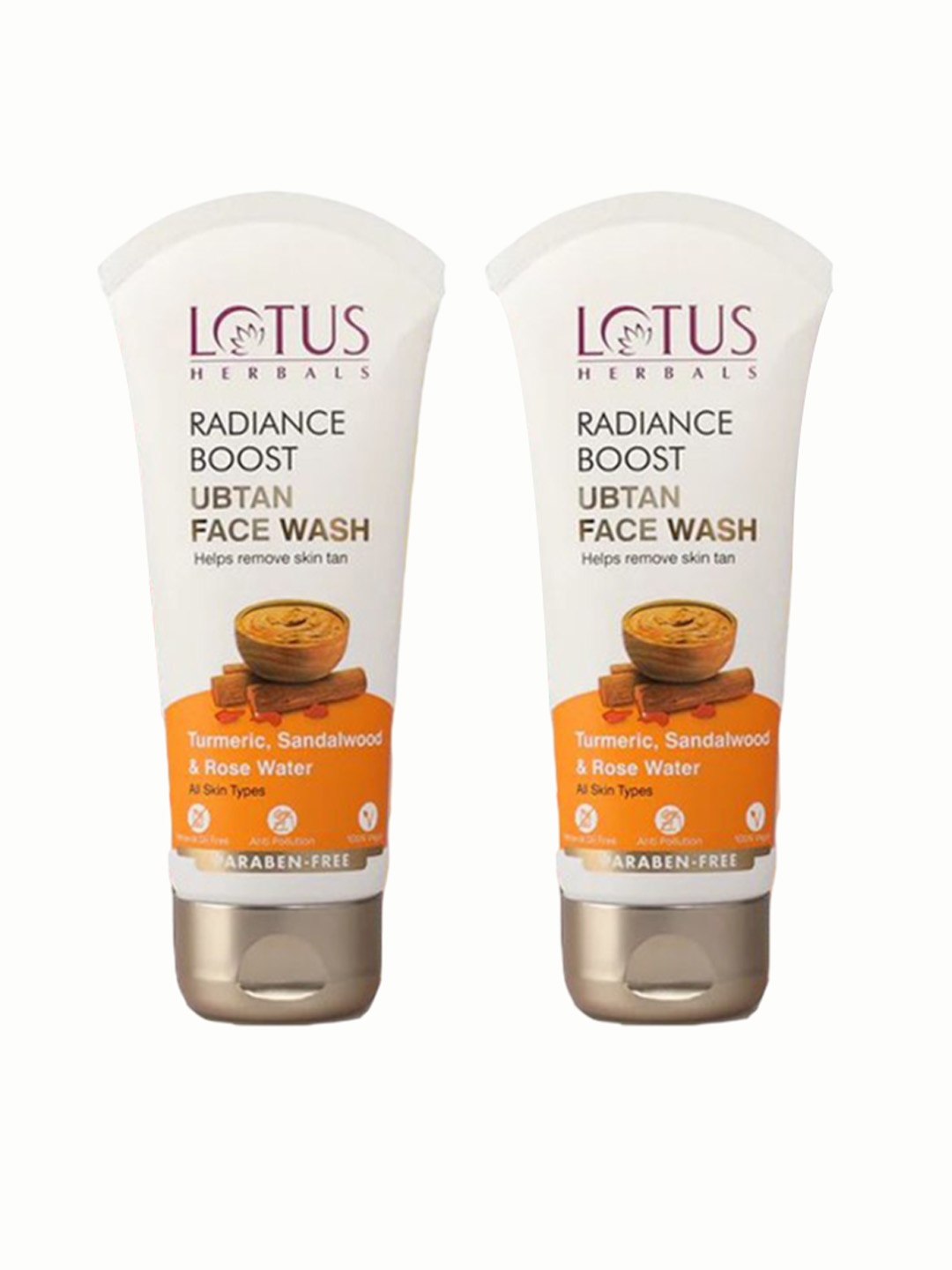 

Lotus Herbals Set Of 2 Radiance Boost Ubtan Face Wash With Turmeric -100g Each, White