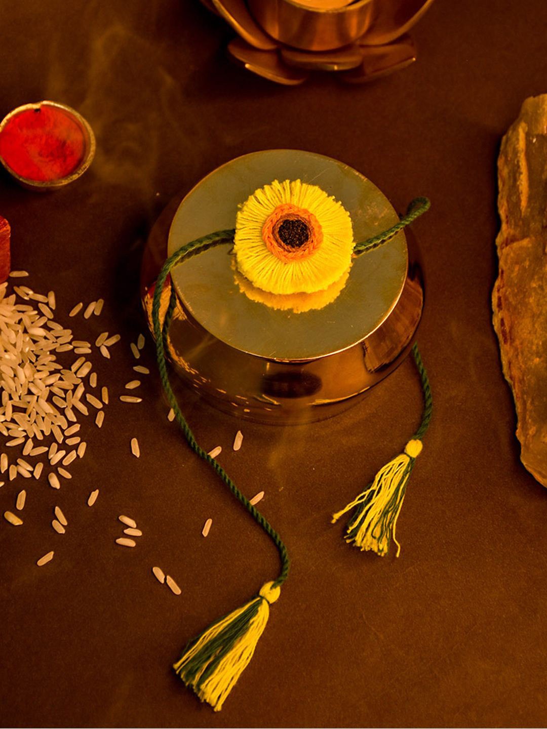 

Indigifts Set Of 3 Plantable Seed Thread Rakhi, Yellow