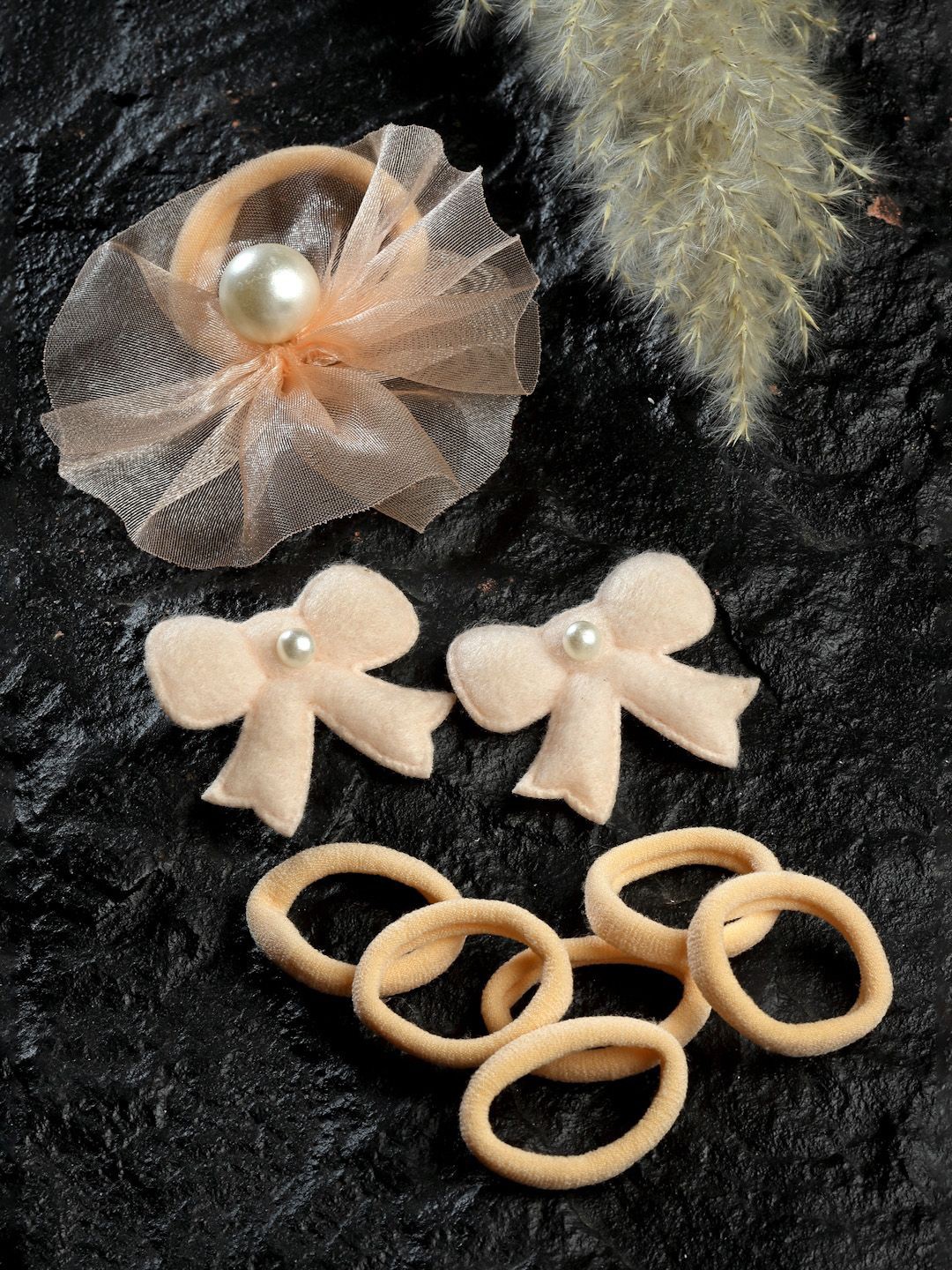 

Stoln Set of 9 Girls Embellished Hair Accessory Set, Peach