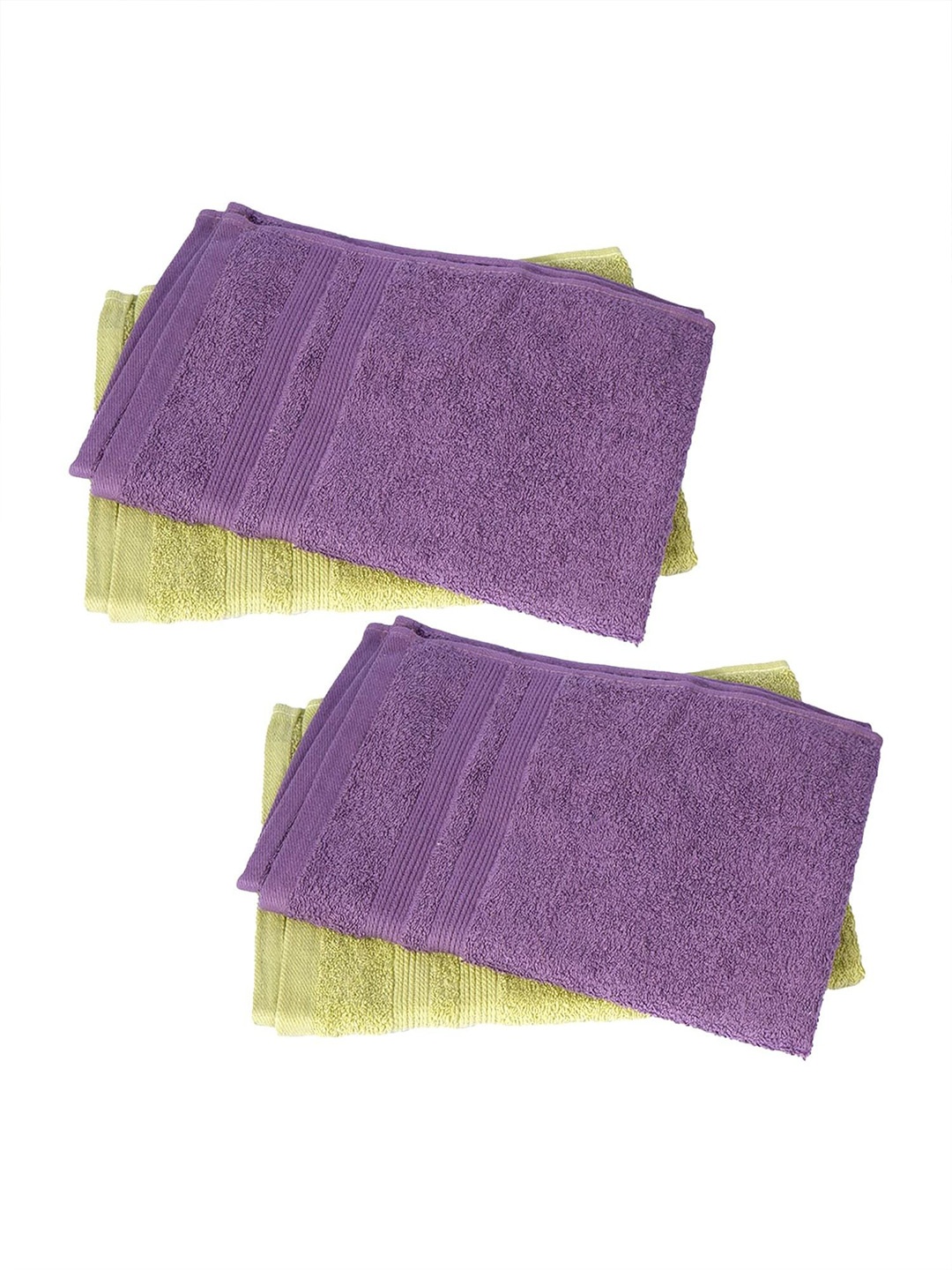 

Kuber Industries Purple & Green 4 Pieces 525 GSM Cotton Hand Towels