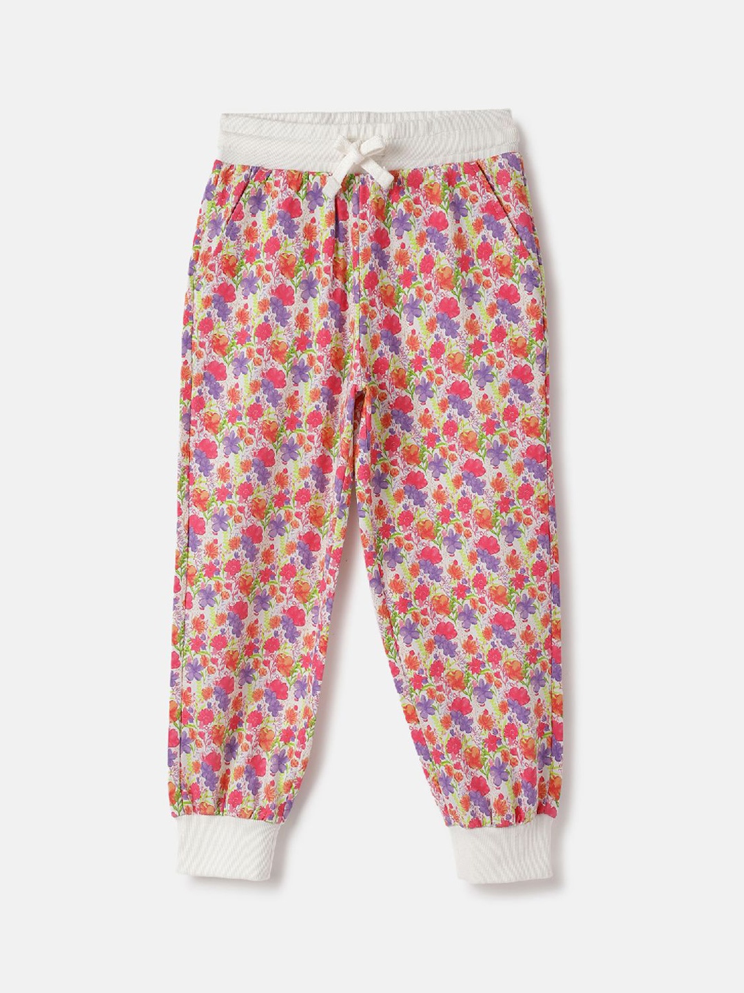

United Colors of Benetton Infants Girls Printed Mid-Rise Joggers, Off white