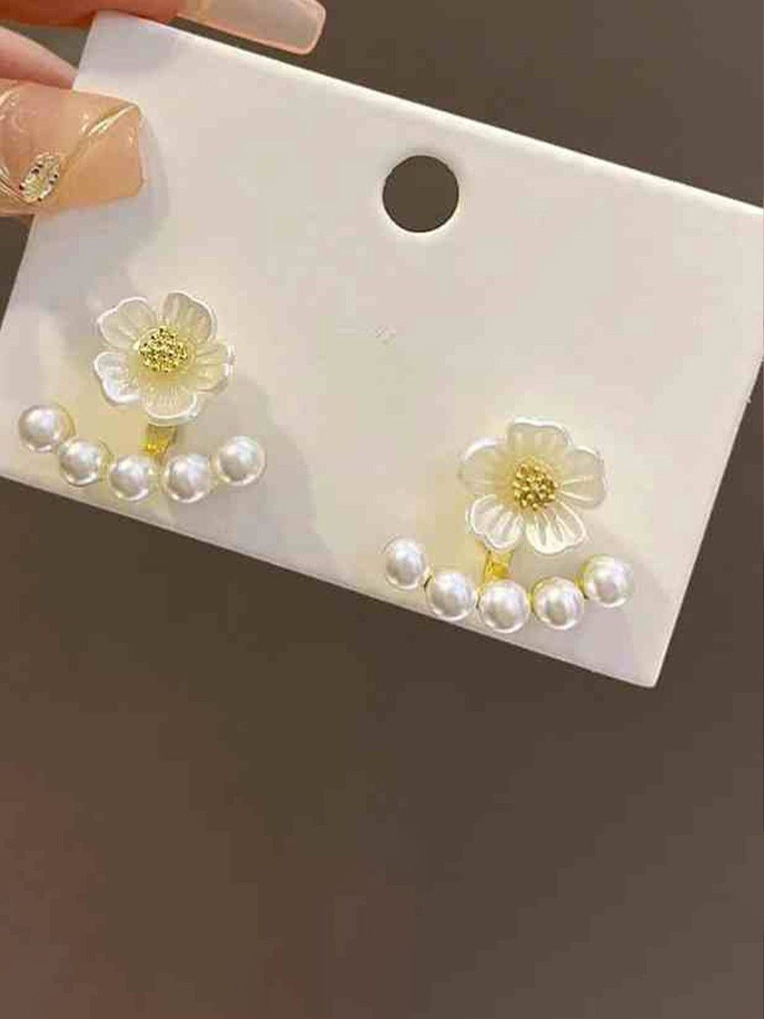

CareDone Floral Pearl Studed Earrings, White