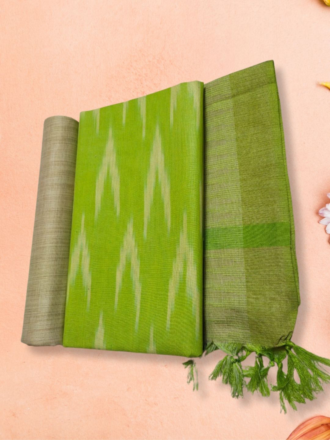 

RIYA SHREE Ikat Printed Pure Cotton Unstitched Dress Material, Green