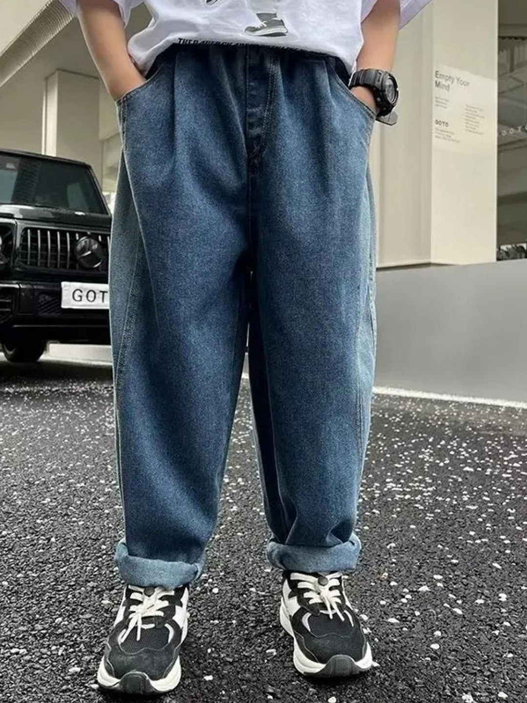 

TrendyKid Boys Jean Flared Highly Distressed Jeans, Blue