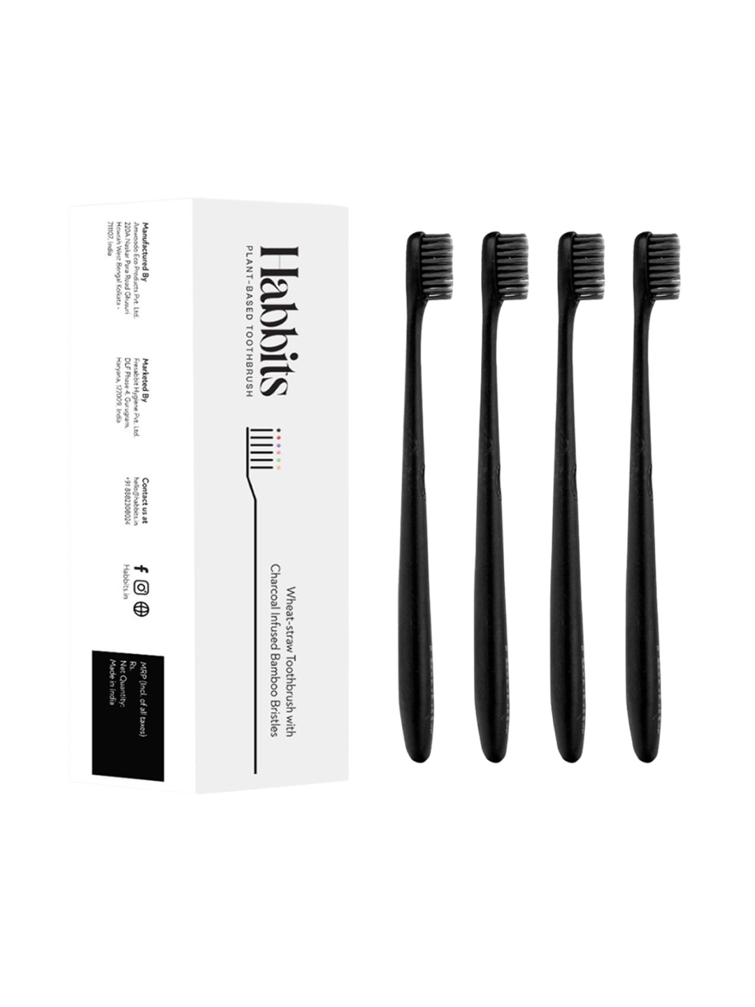 

HABBITS 4-Pcs Black Bamboo Plant-Based Charcoal Toothbrush