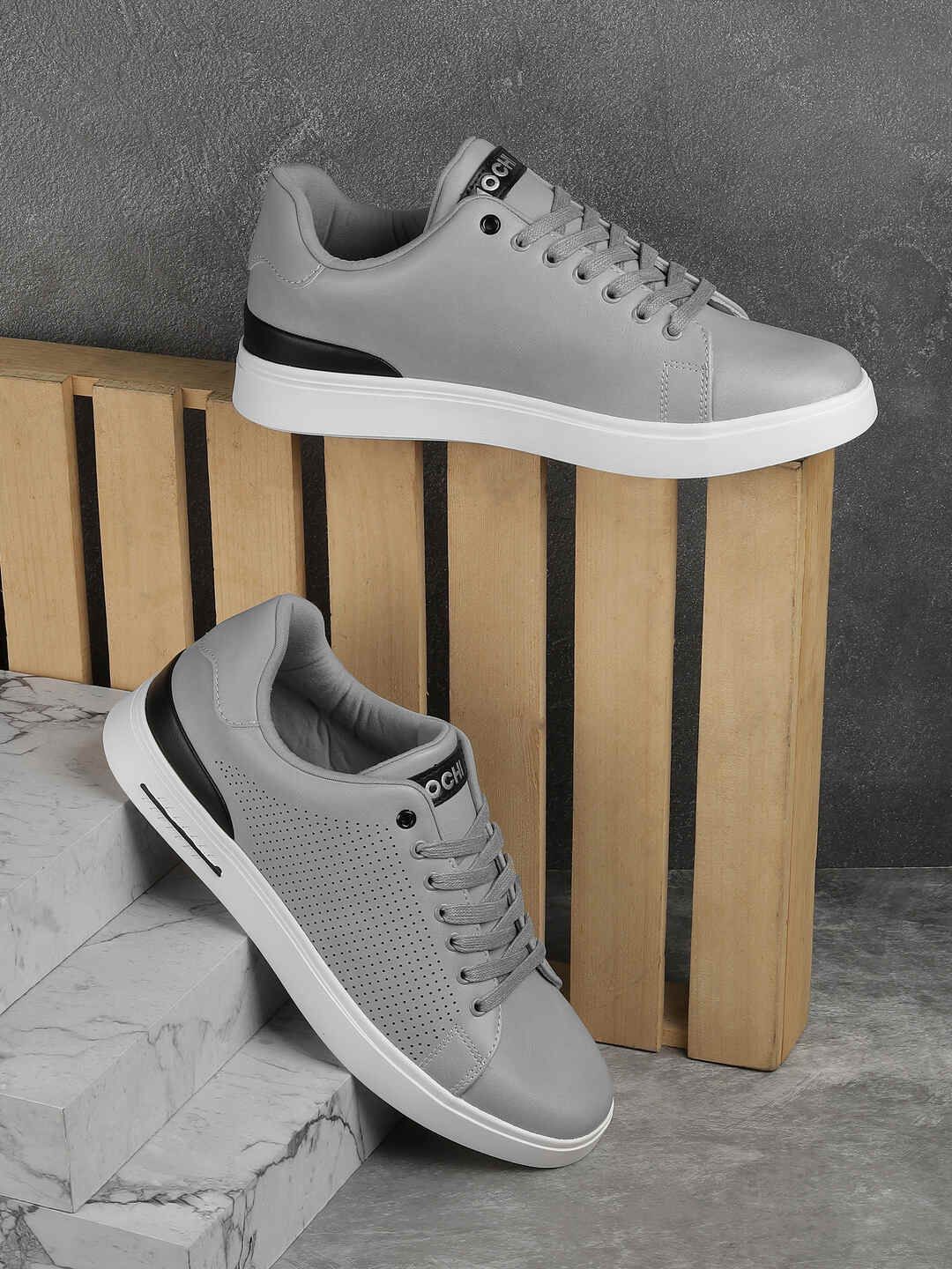 

Mochi Men Round Toe Lace-Ups Sneakers, Grey