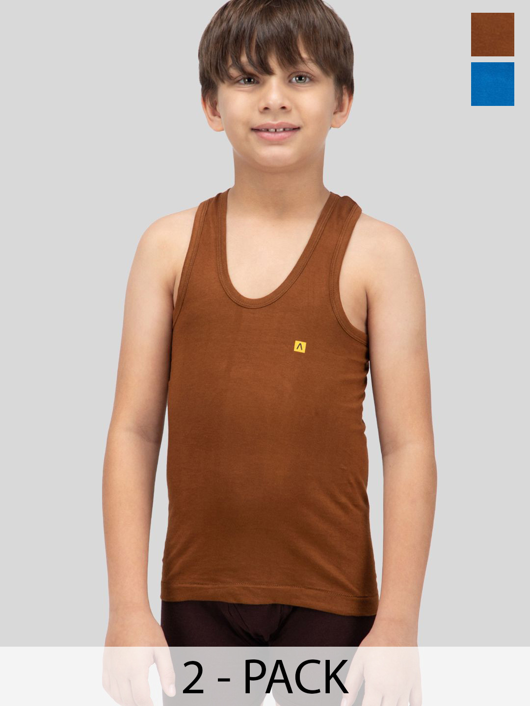 

AMUL COMFY Boys Pack Of 2 Cotton Innerwear Vest, Multi