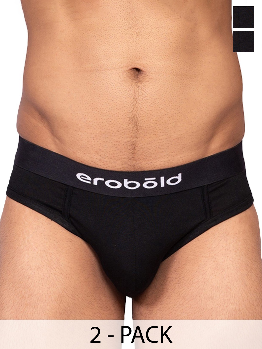 

EROBOLD 2-Pcs Mid- Rise Modal Basic Briefs MBRC2-BR17BK1MM, Black