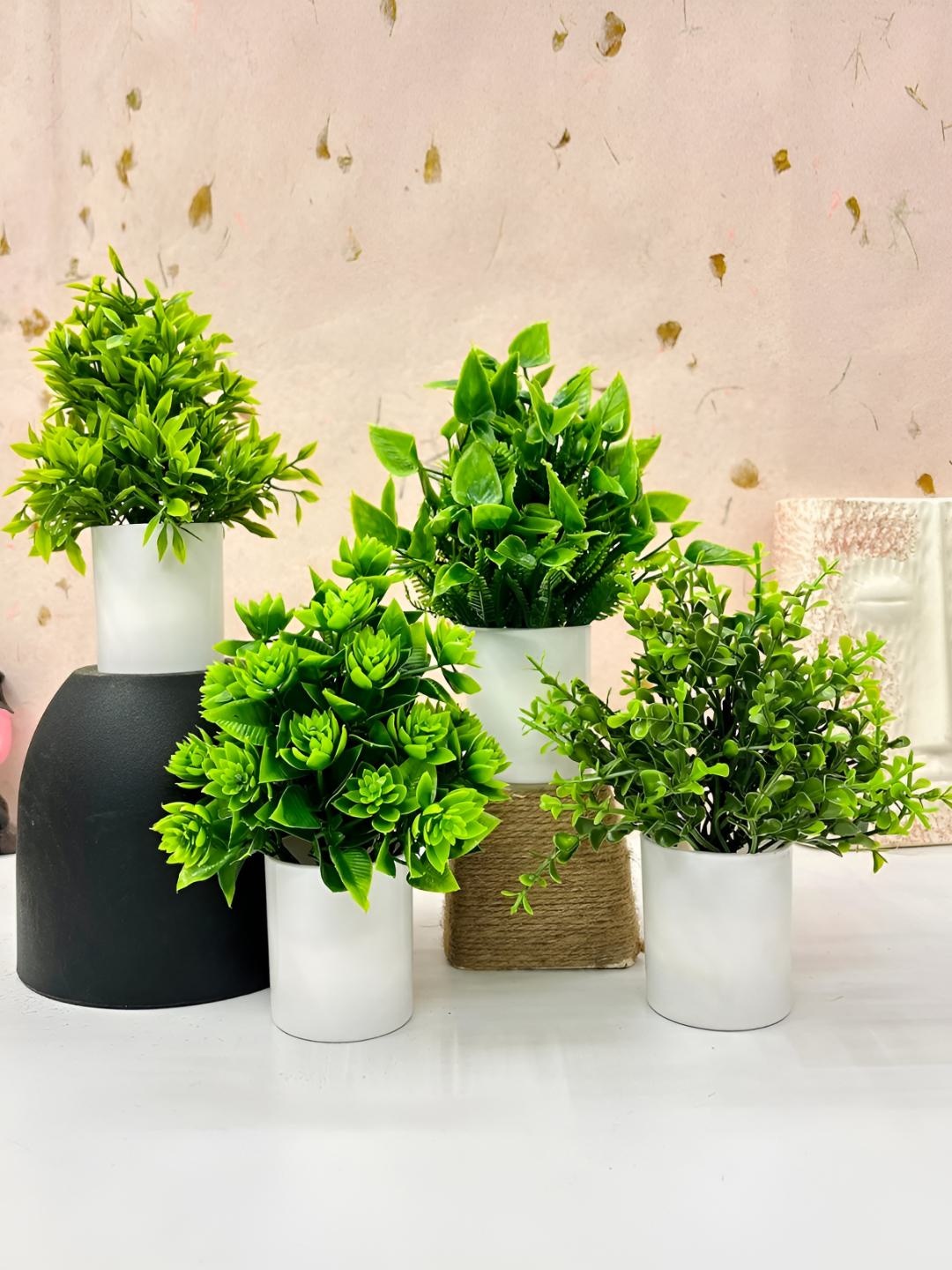 

Dekorly Green 4 Pieces Gardenia Eucalyptus Artificial Plant With Pot