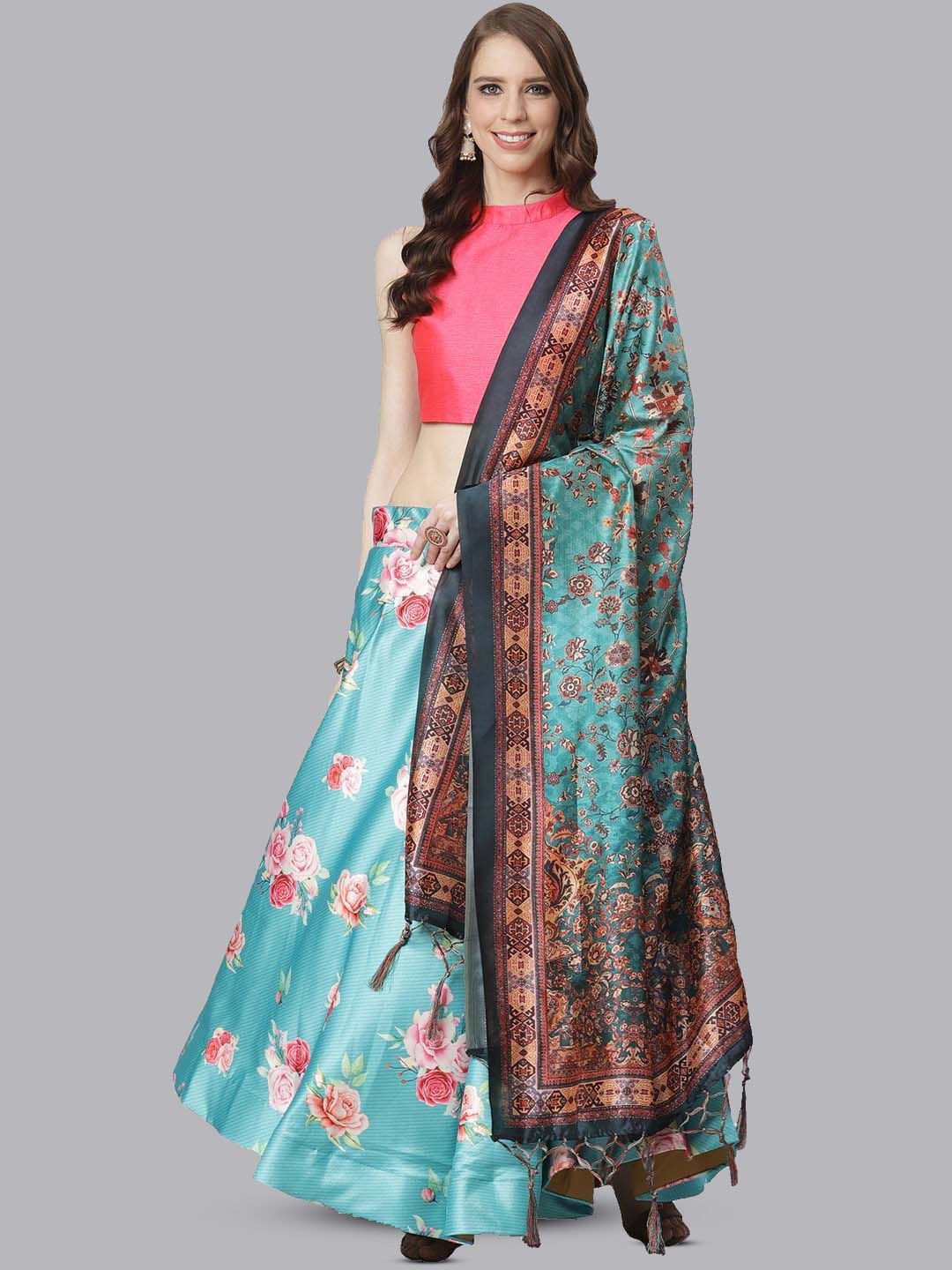 

Kaizen TEXO FAB Printed Semi-Stitched Lehenga & Unstitched Blouse With Dupatta, Sea green