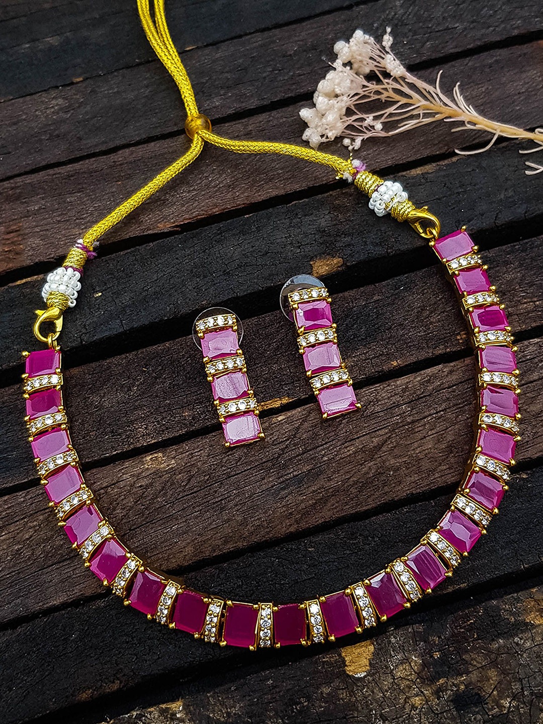 

GRIIHAM Gold Plated American Diamond -Studded Jewellery Set