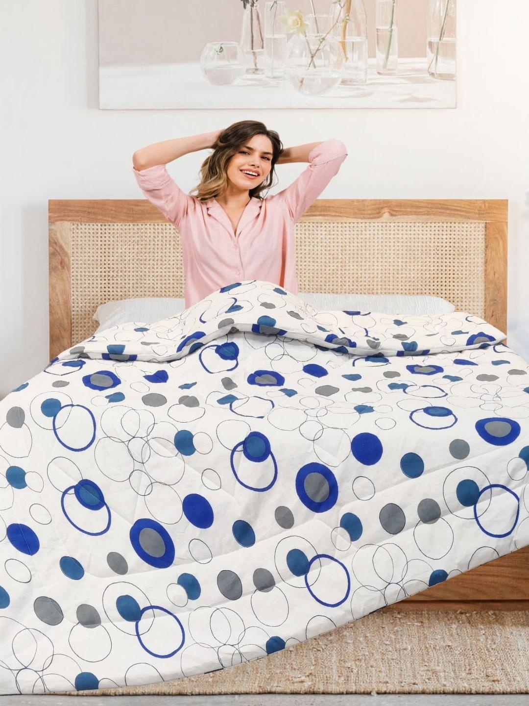 

Supreme Home Collective White & Blue AC Room 300 GSM Double Bed Comforter