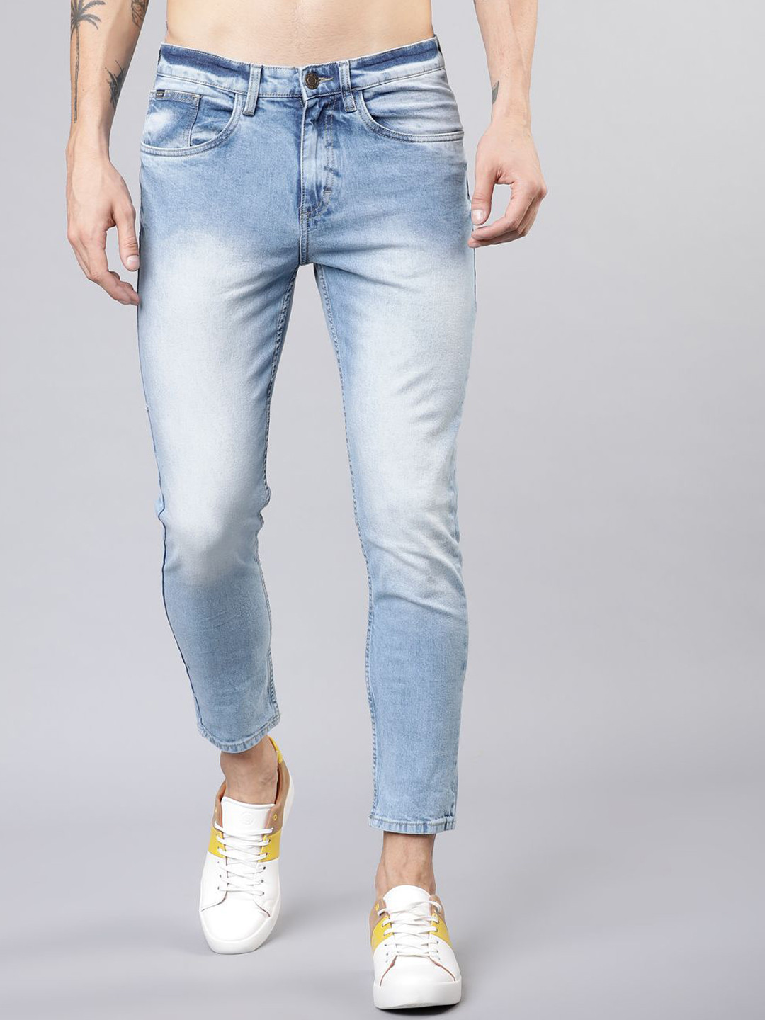 

HIGHLANDER Men Tapered Fit Heavy Fade Stretchable Jeans, Blue