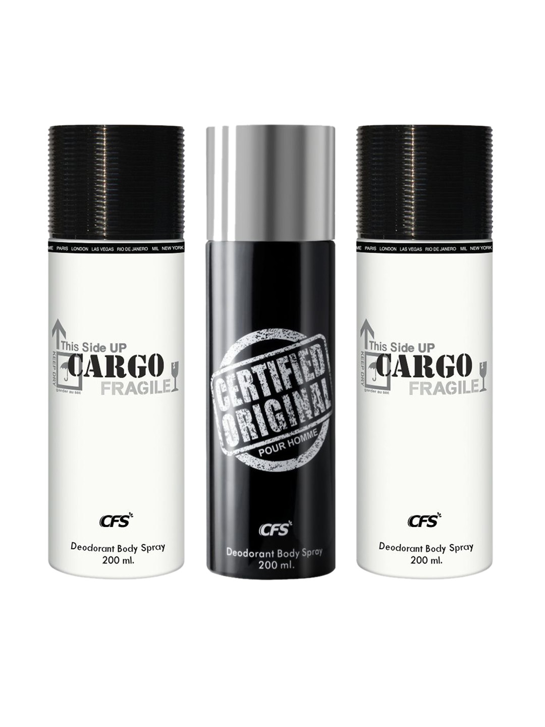 

CFS Set Of 3 Cargo Fragile & Certified Original Long Lasting Deodorants- 200ml Each, White
