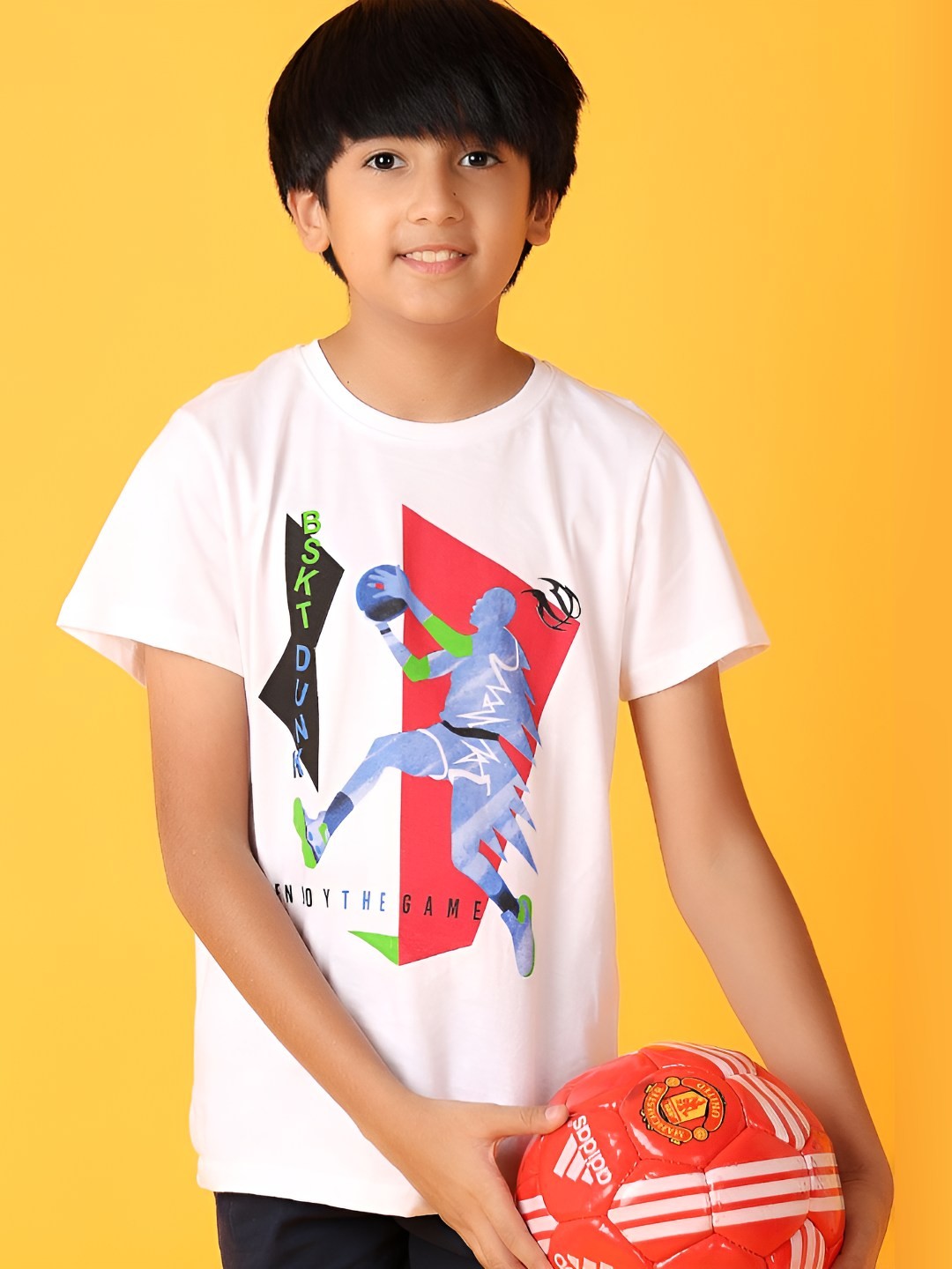 

V-Mart Boys Graphic Printed Round Neck Cotton T-Shirt, White