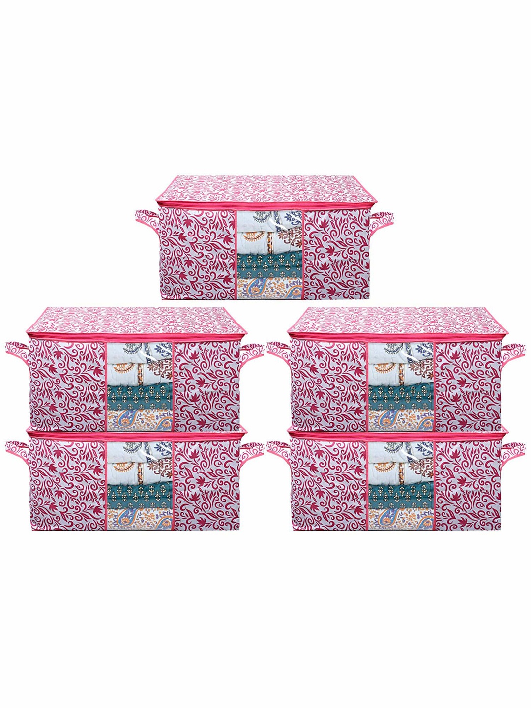 

Kuber Industries Pink & White 5 Pieces Regular Drawer Organisers