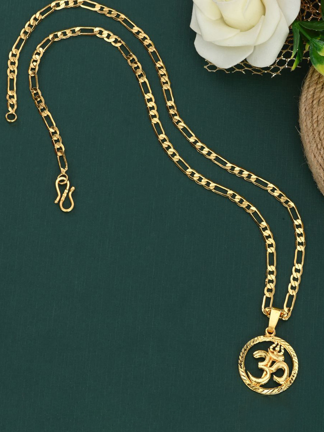 

AanyaCentric Gold-Plated Quirky Brass Pendant & Chain