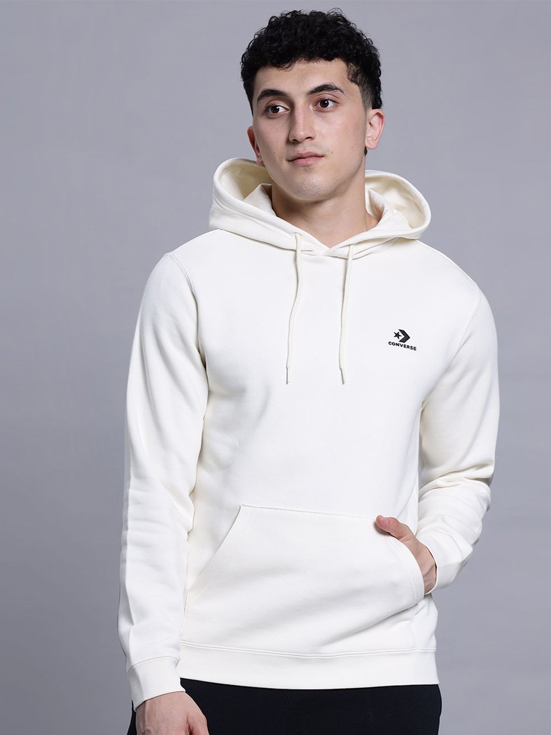 

Converse Unisex Go-To Embroidered Star Chevron Standard-Fit Fleece Hoodie, Beige