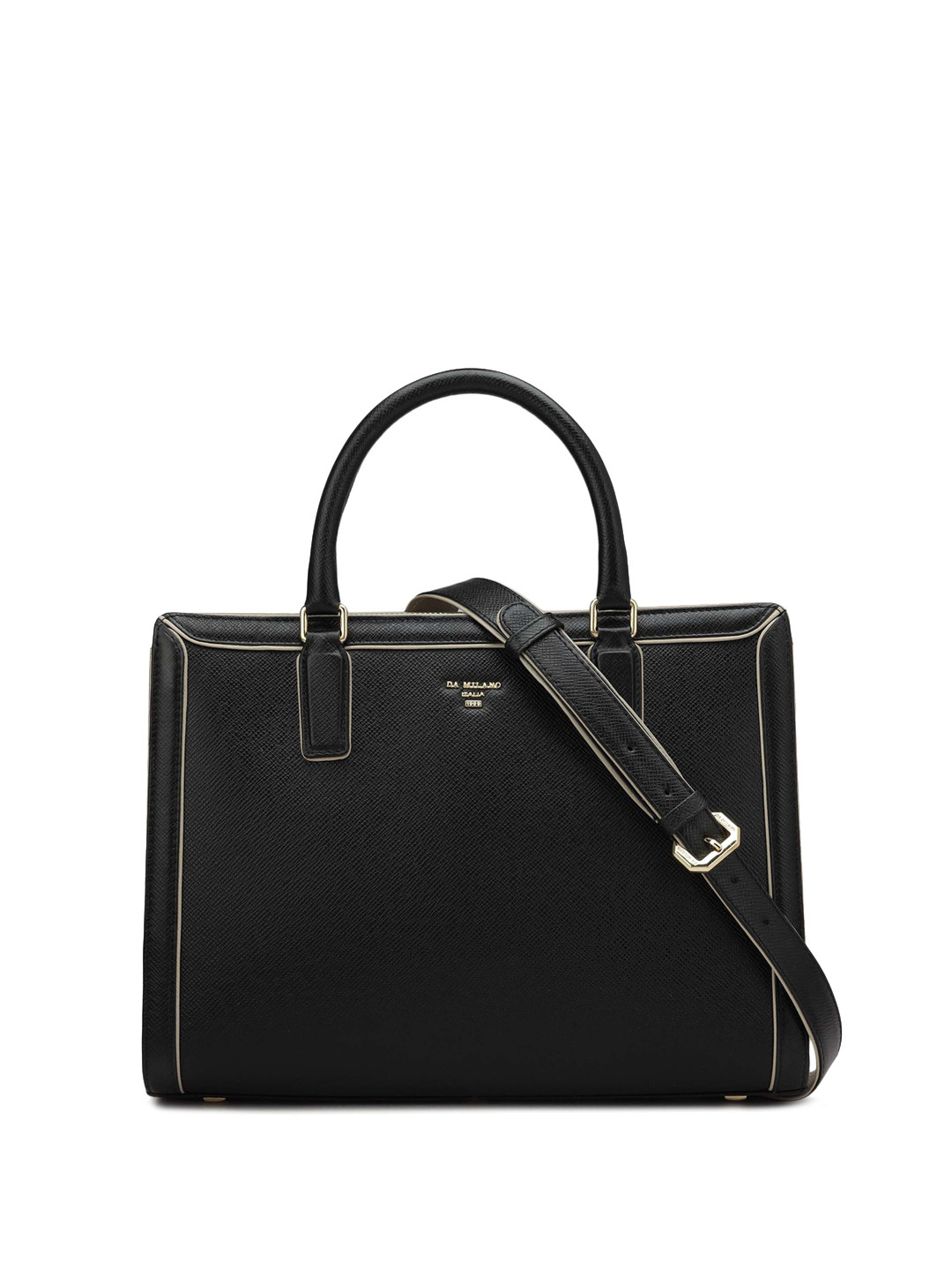 

Da Milano Leather Structured Handheld Bag, Black