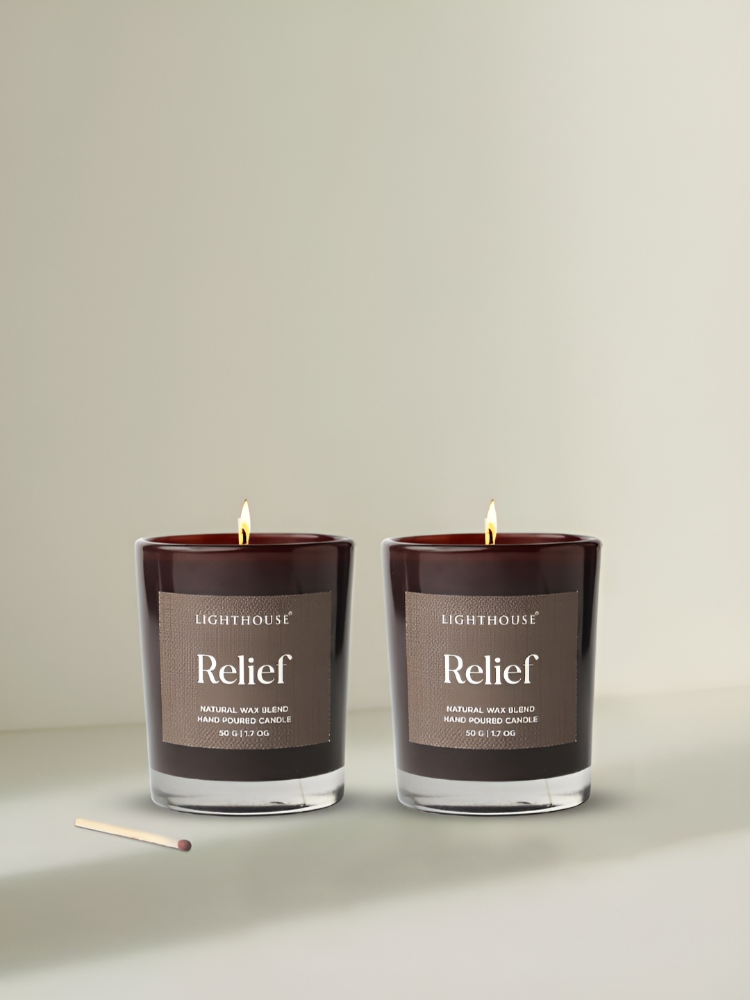 

LIGHTHOUSE CANDLE Brown 2 Pieces Lighthouse Candle Scented Glass Candles -Relief