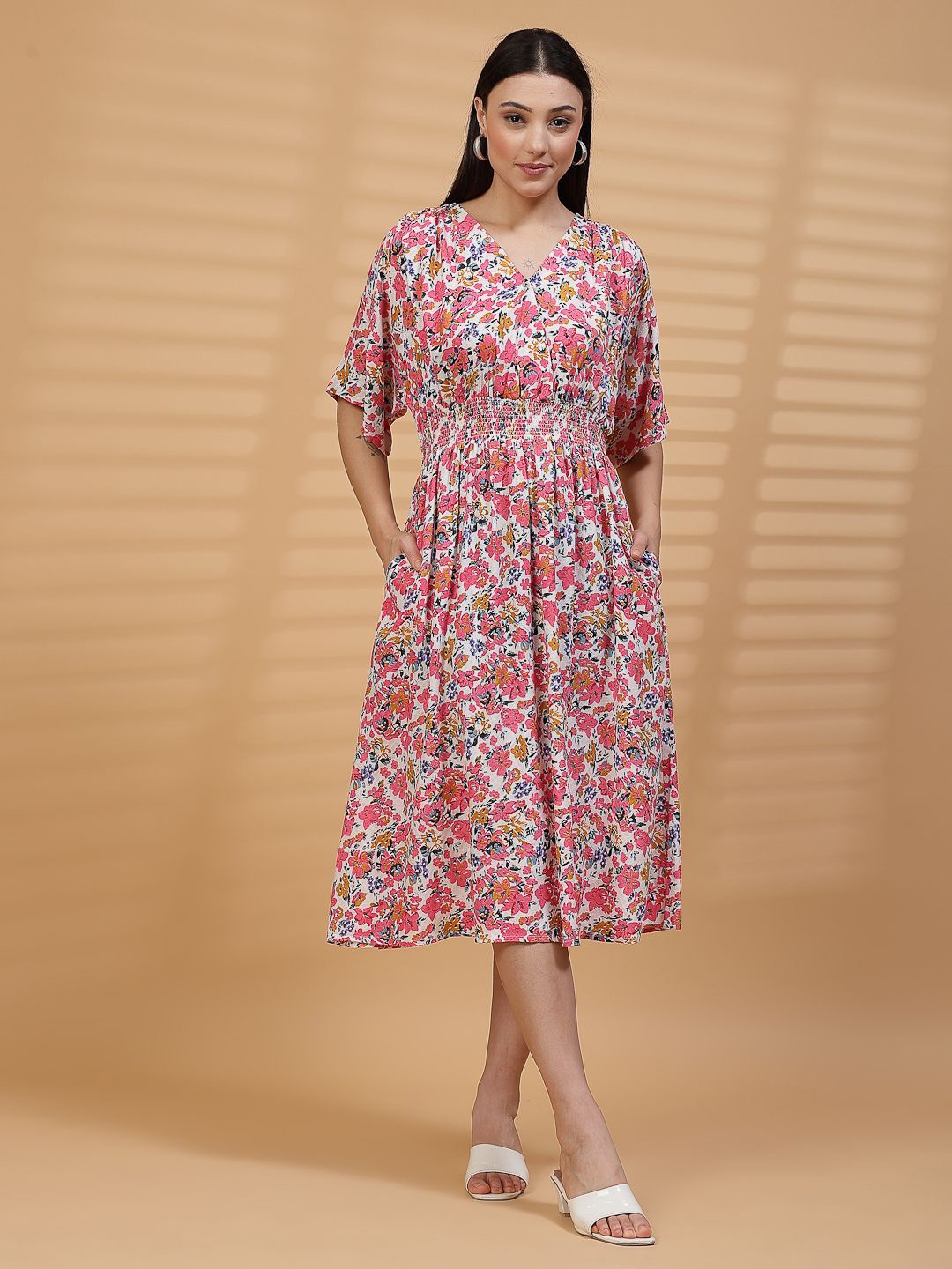 

House Of Zelena Floral Print Maternity A-Line Midi Dress, Off white