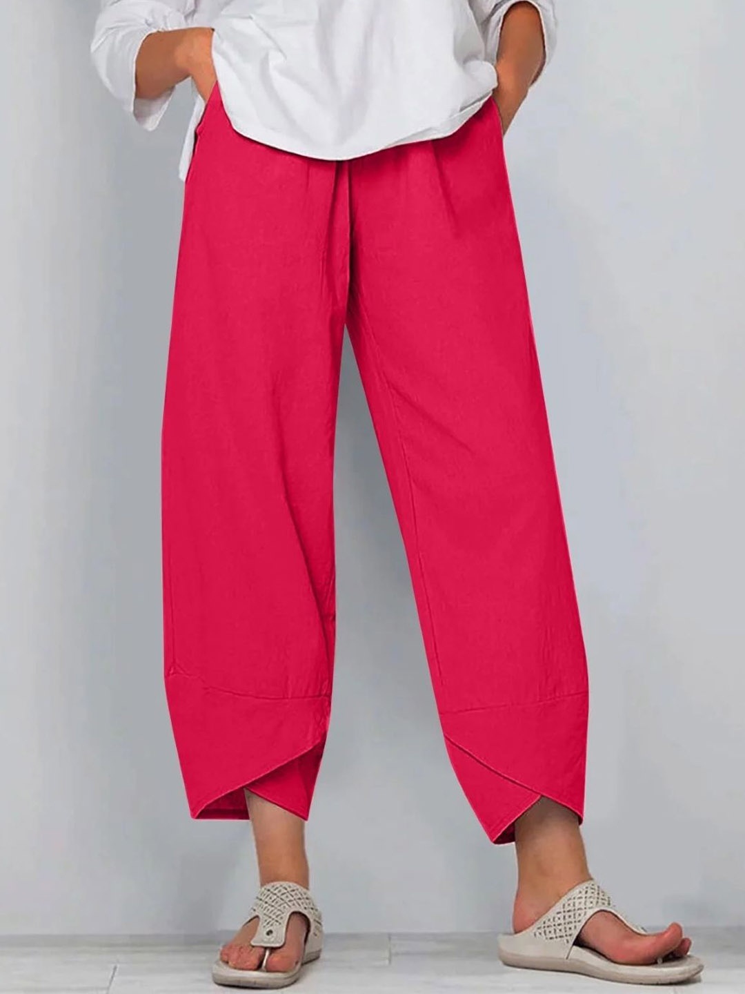 

StyleCast Women Relaxed Mid-Rise Loose Fit Trousers, Pink