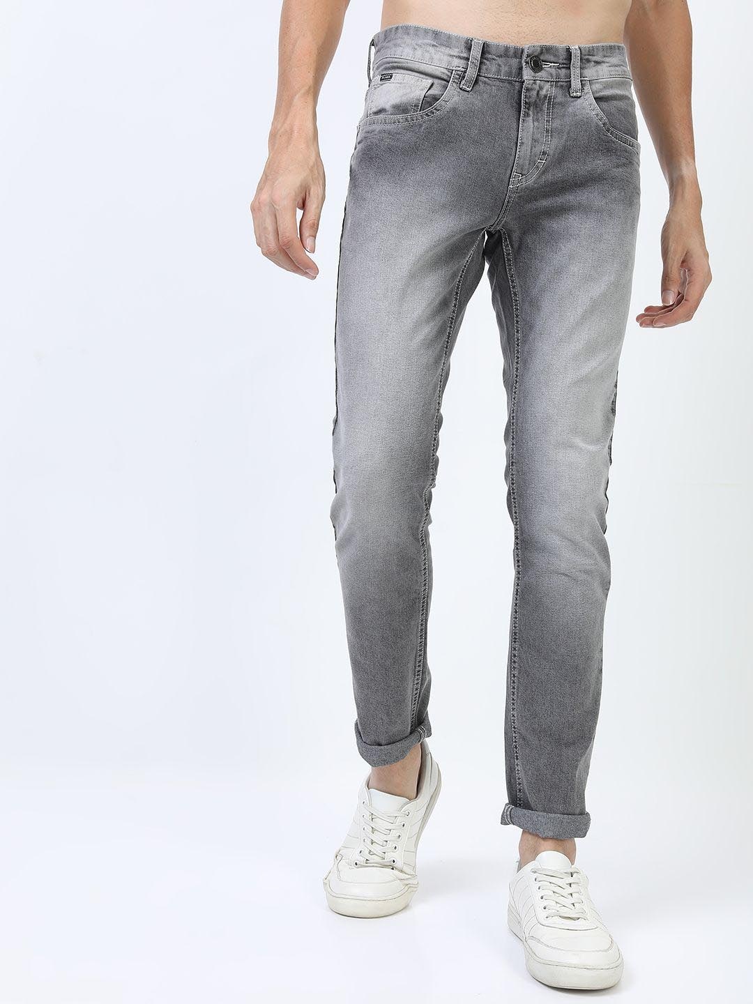 

HIGHLANDER Men Slim Fit Heavy Fade Stretchable Jeans, Grey