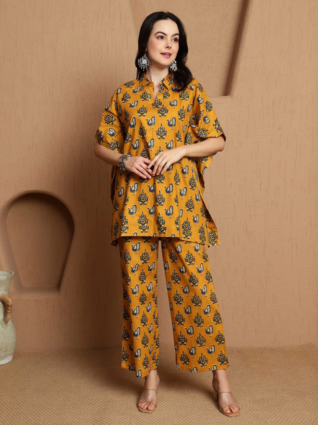 

BANDIA Floral Printed Top & Trousers Co-Ords Set, Mustard