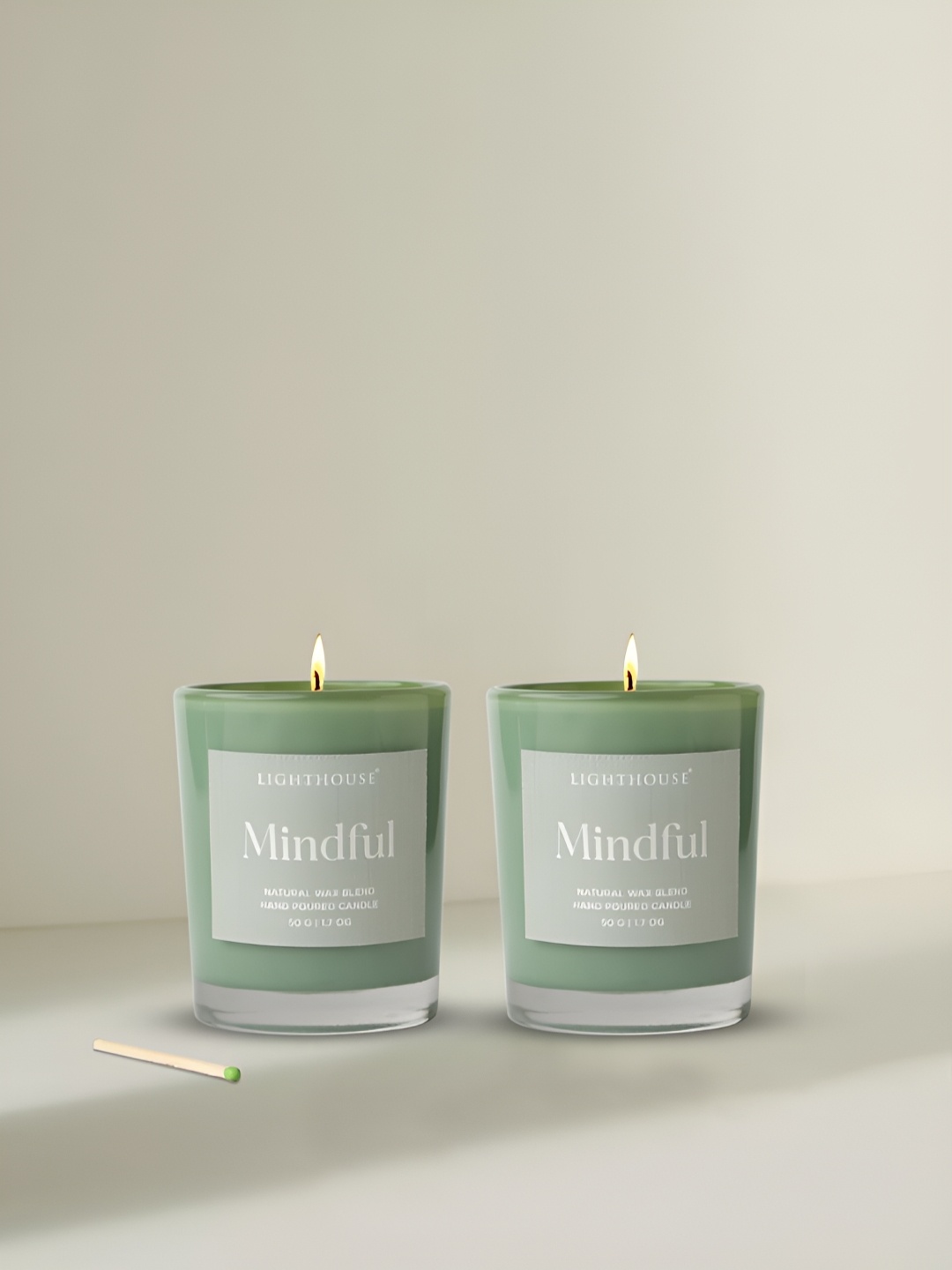 

LIGHTHOUSE CANDLE Green 2 Pieces Lighthouse Candle Scented Glass Candles - Mindful