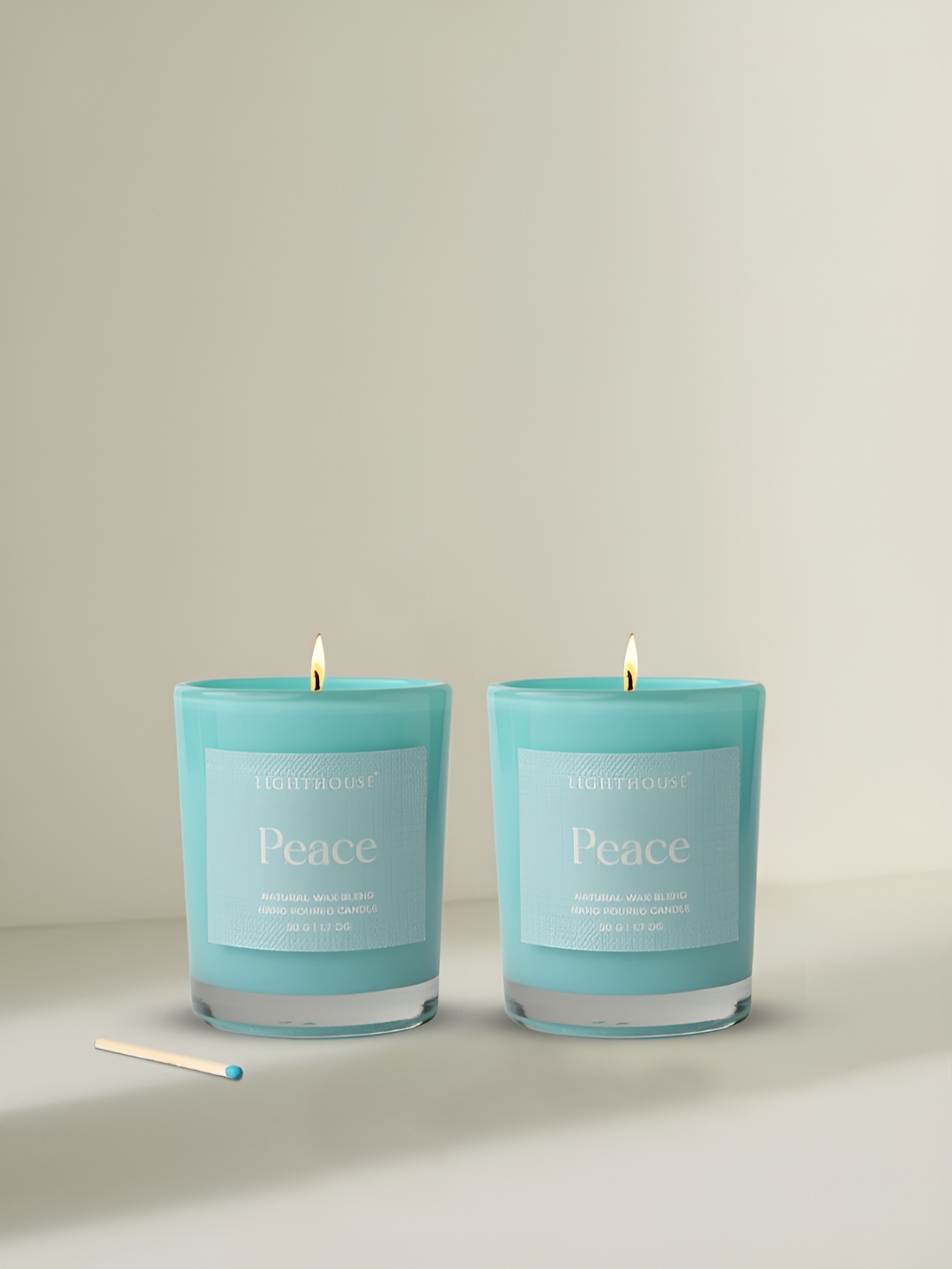 

LIGHTHOUSE CANDLE Blue 2 Pieces Lighthouse Candle Scented Glass Candles- Peace