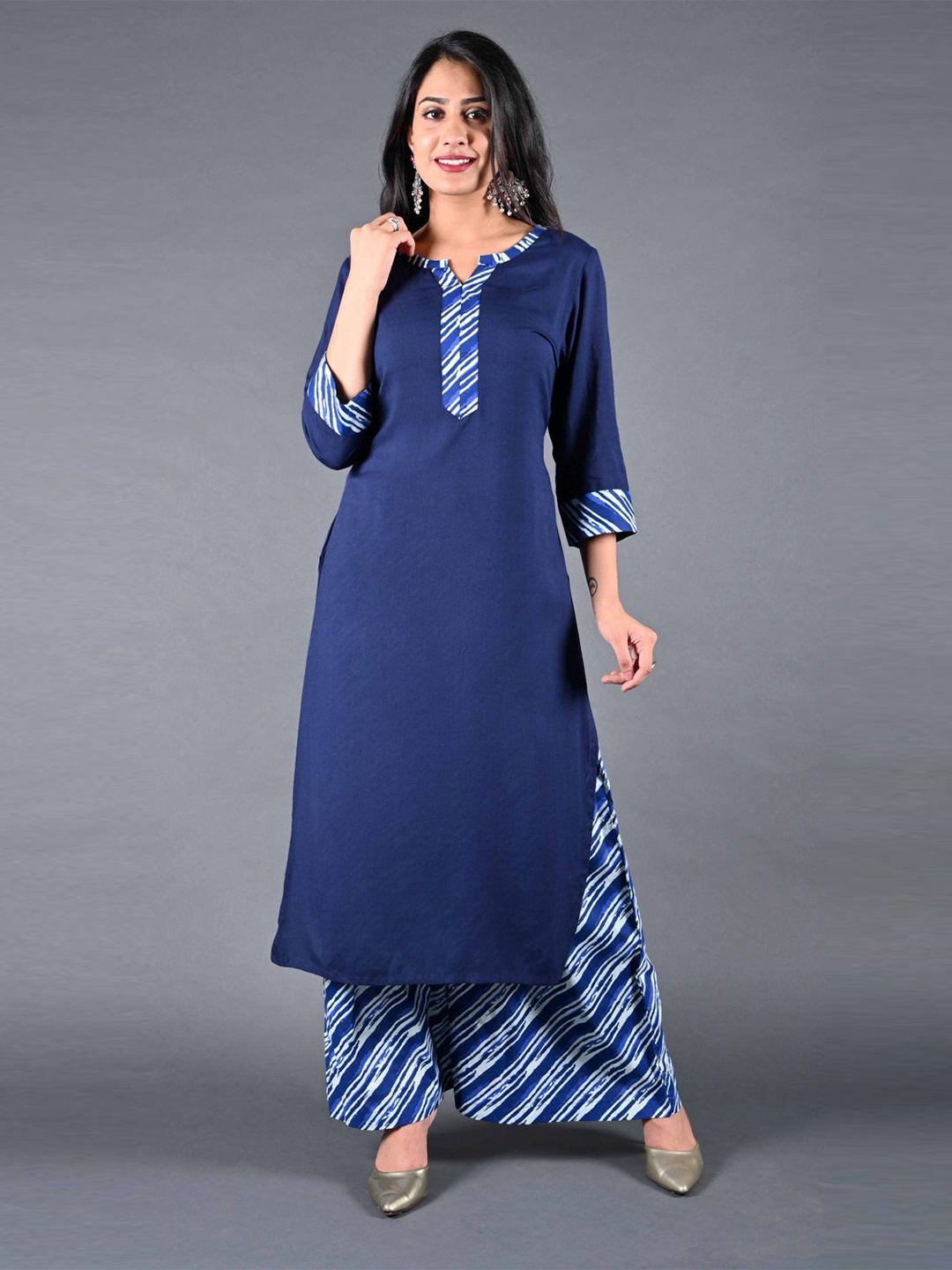 

Sajke Women Regular Kurta with Palazzos, Blue