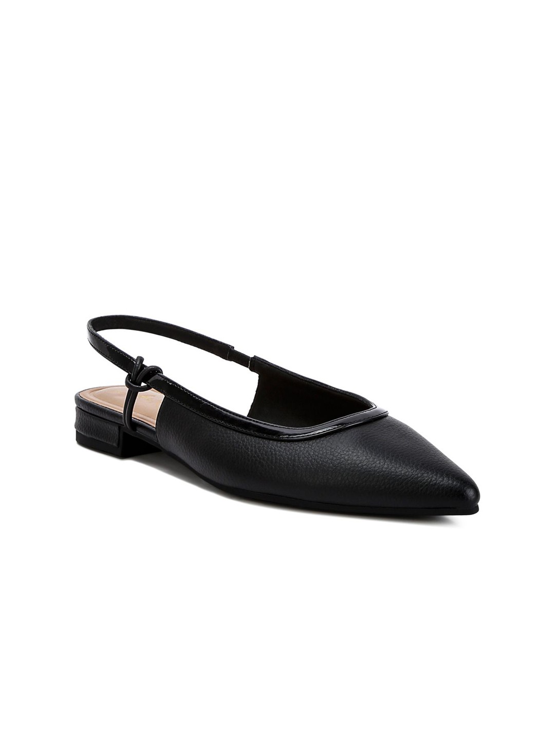 

London Rag Women Textured Pointed Toe Block Heel Sandal, Black